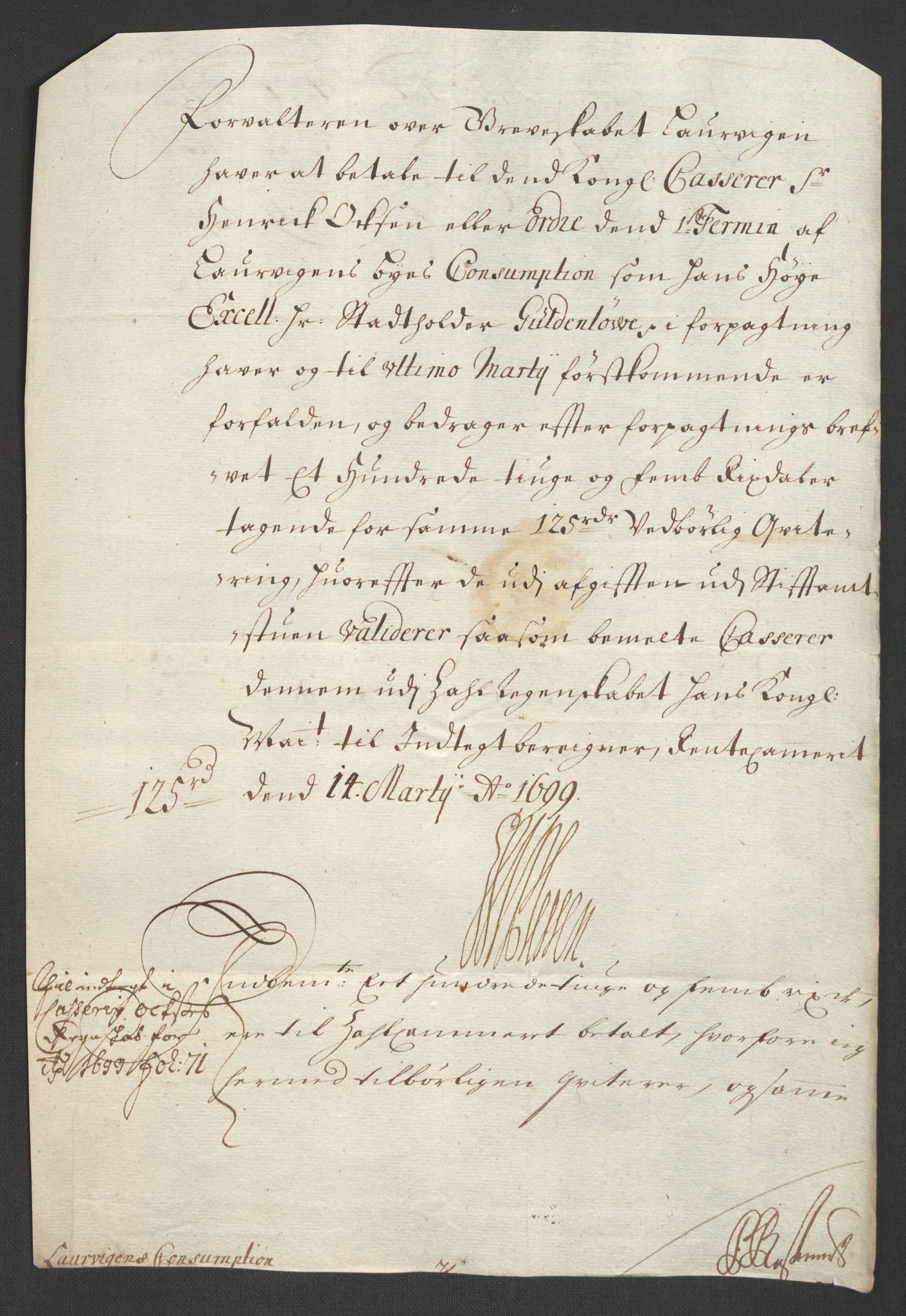 Rentekammeret inntil 1814, Reviderte regnskaper, Fogderegnskap, RA/EA-4092/R33/L1976: Fogderegnskap Larvik grevskap, 1698-1701, s. 166