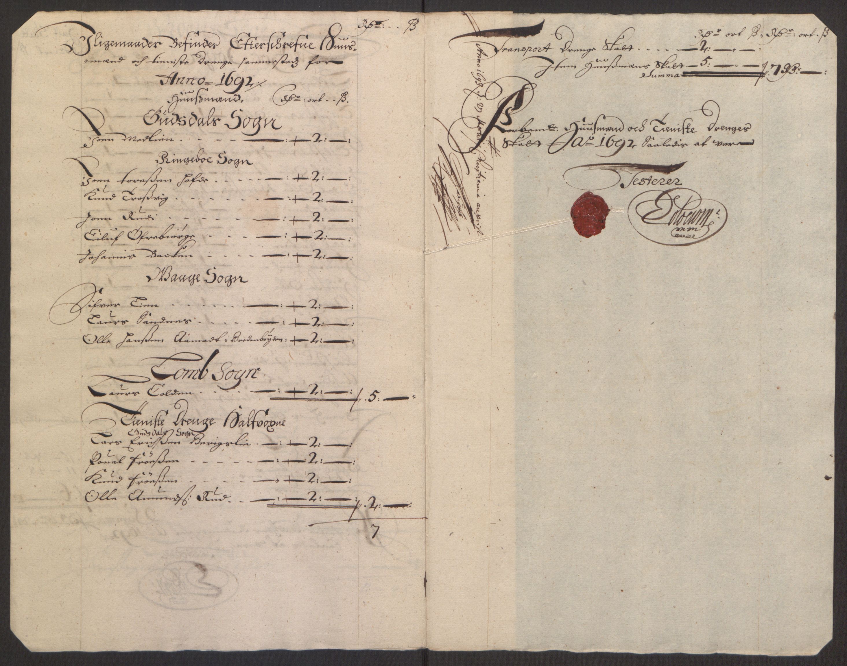 Rentekammeret inntil 1814, Reviderte regnskaper, Fogderegnskap, AV/RA-EA-4092/R17/L1166: Fogderegnskap Gudbrandsdal, 1690-1692, s. 103