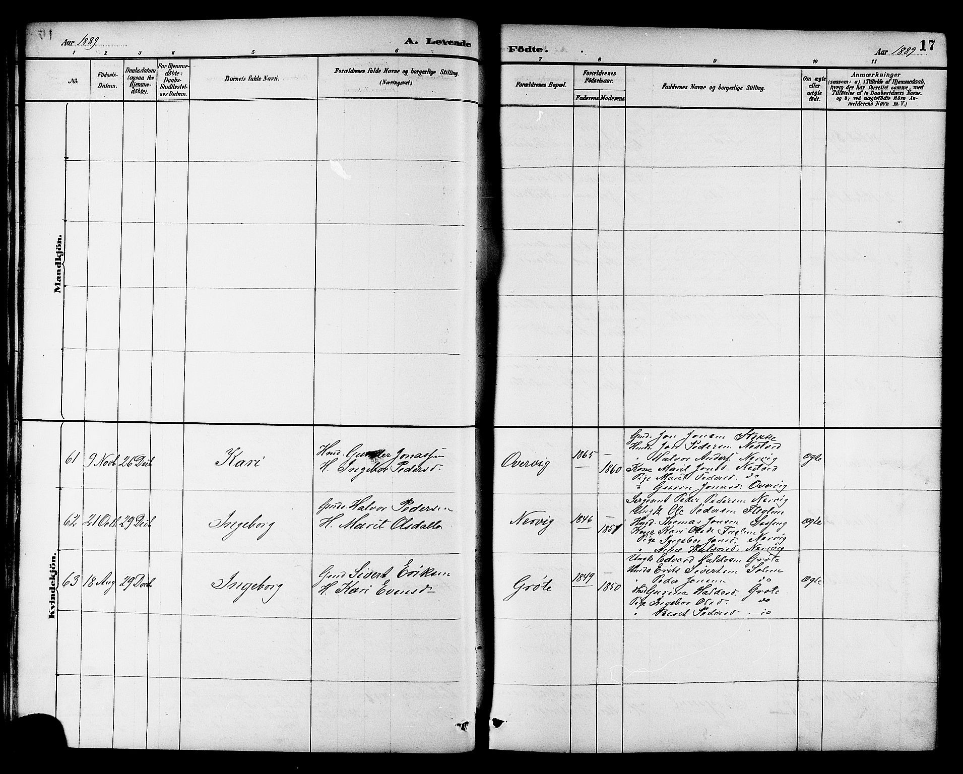 Ministerialprotokoller, klokkerbøker og fødselsregistre - Sør-Trøndelag, SAT/A-1456/695/L1157: Klokkerbok nr. 695C08, 1889-1913, s. 17