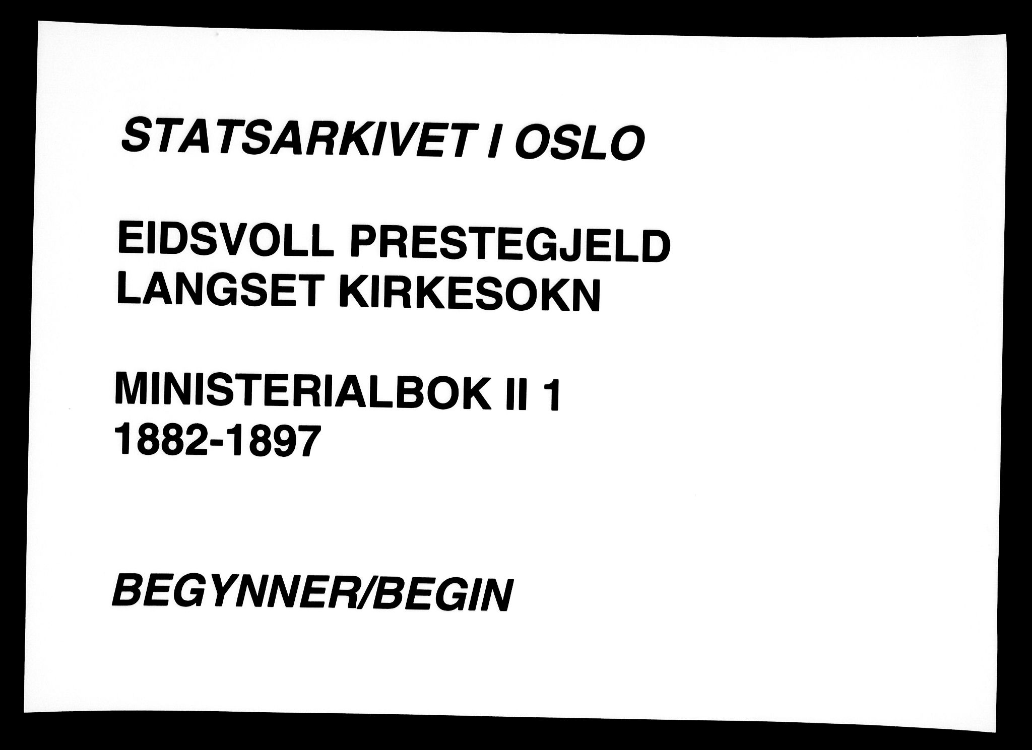 Eidsvoll prestekontor Kirkebøker, SAO/A-10888/F/Fb/L0001: Ministerialbok nr. II 1, 1882-1897