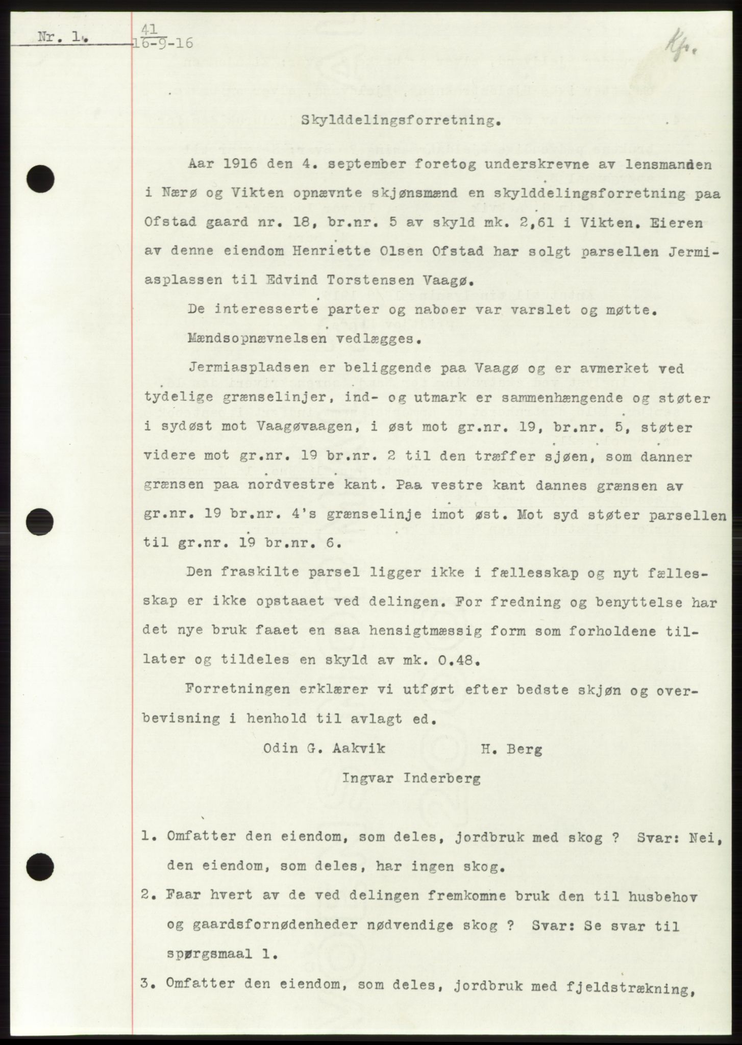 Namdal sorenskriveri, SAT/A-4133/1/2/2C: Pantebok nr. -, 1916-1921, Tingl.dato: 16.09.1916