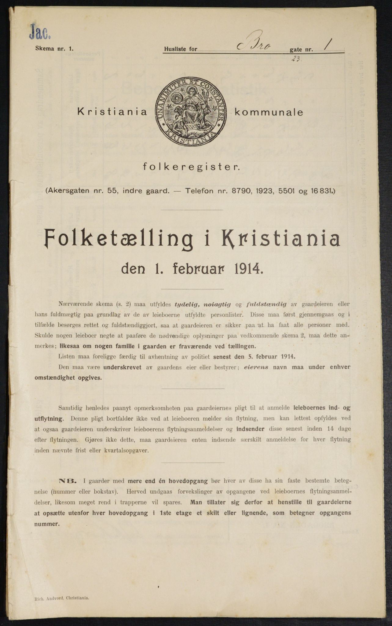OBA, Kommunal folketelling 1.2.1914 for Kristiania, 1914, s. 9691