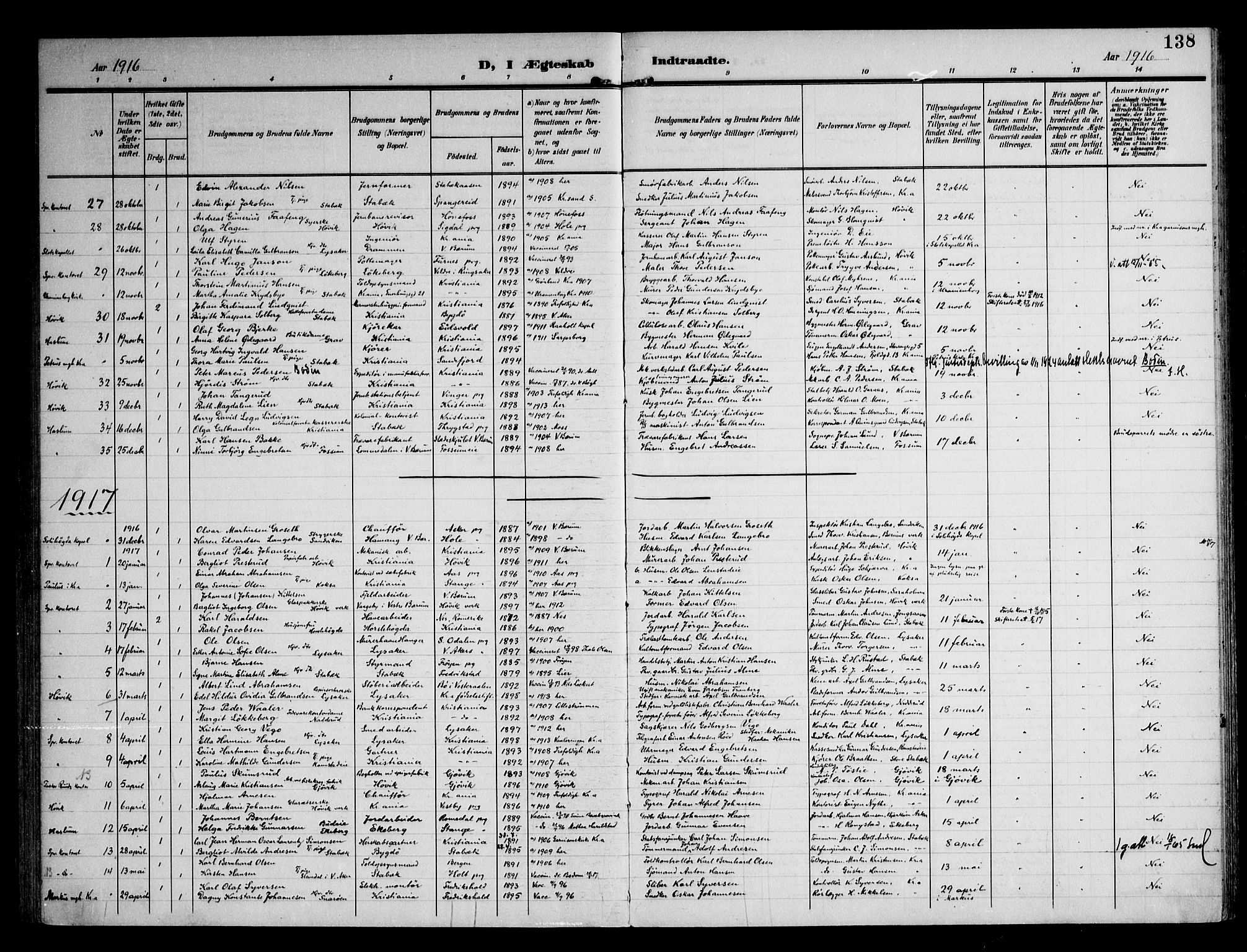 Østre Bærum prestekontor Kirkebøker, AV/SAO-A-10887/F/Fa/L0002: Ministerialbok nr. 2, 1904-1924, s. 138