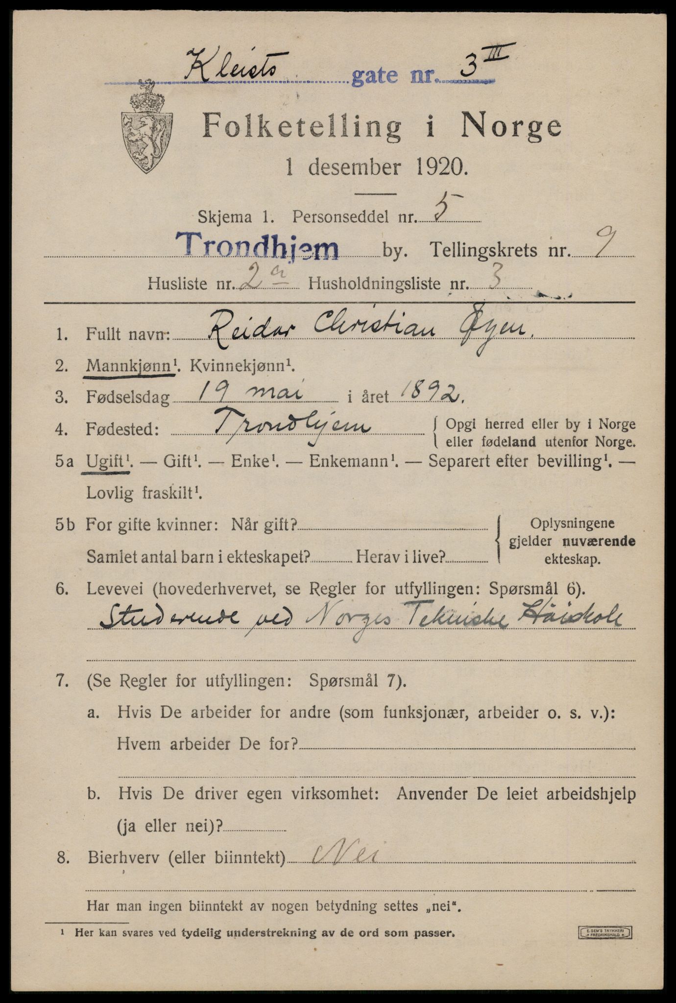 SAT, Folketelling 1920 for 1601 Trondheim kjøpstad, 1920, s. 43880