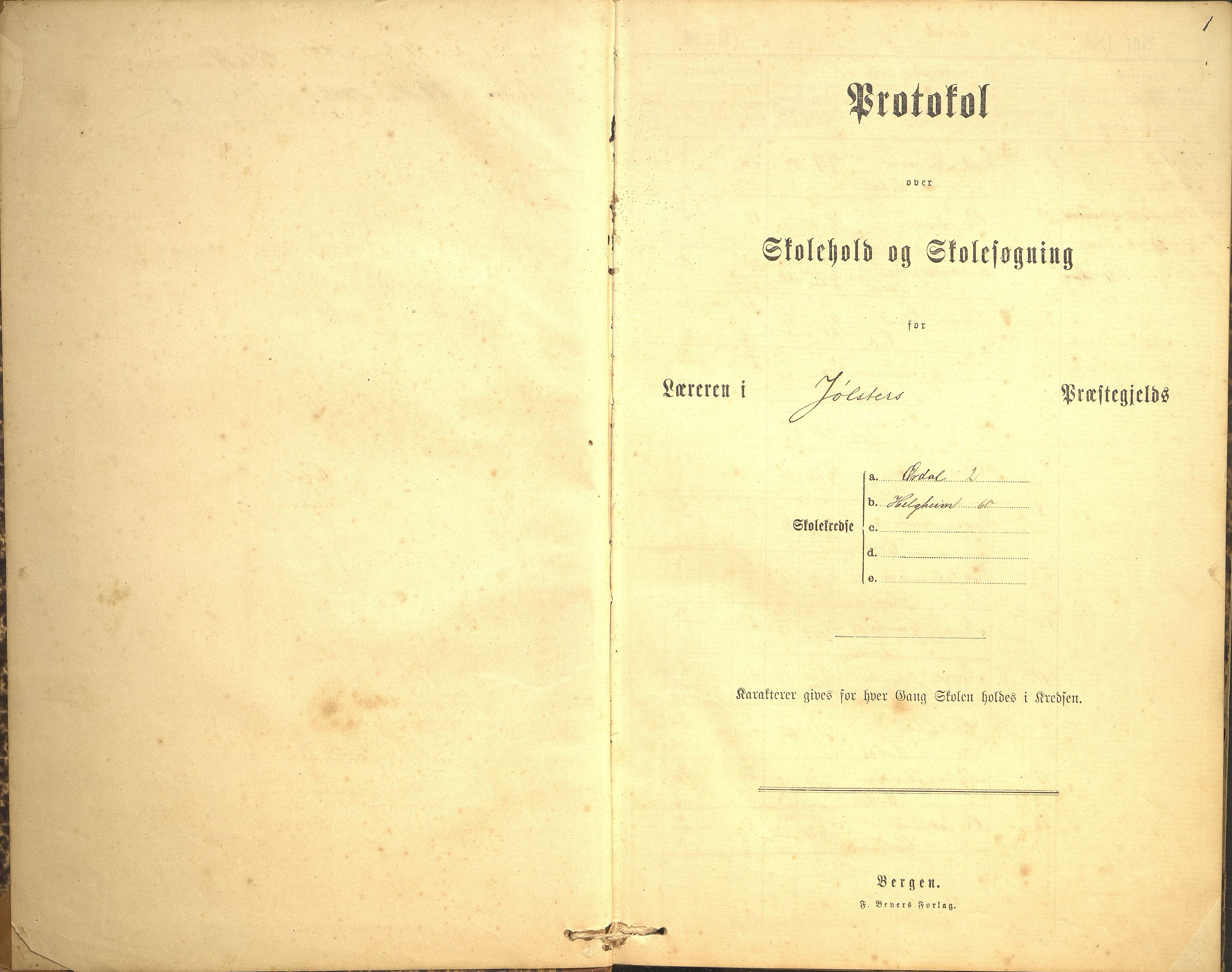 Jølster kommune. Helgheim skule, VLFK/K-14310.520.05/542/L0001: skuleprotokoll for Årdal skule og Helgheim skule, 1886-1903