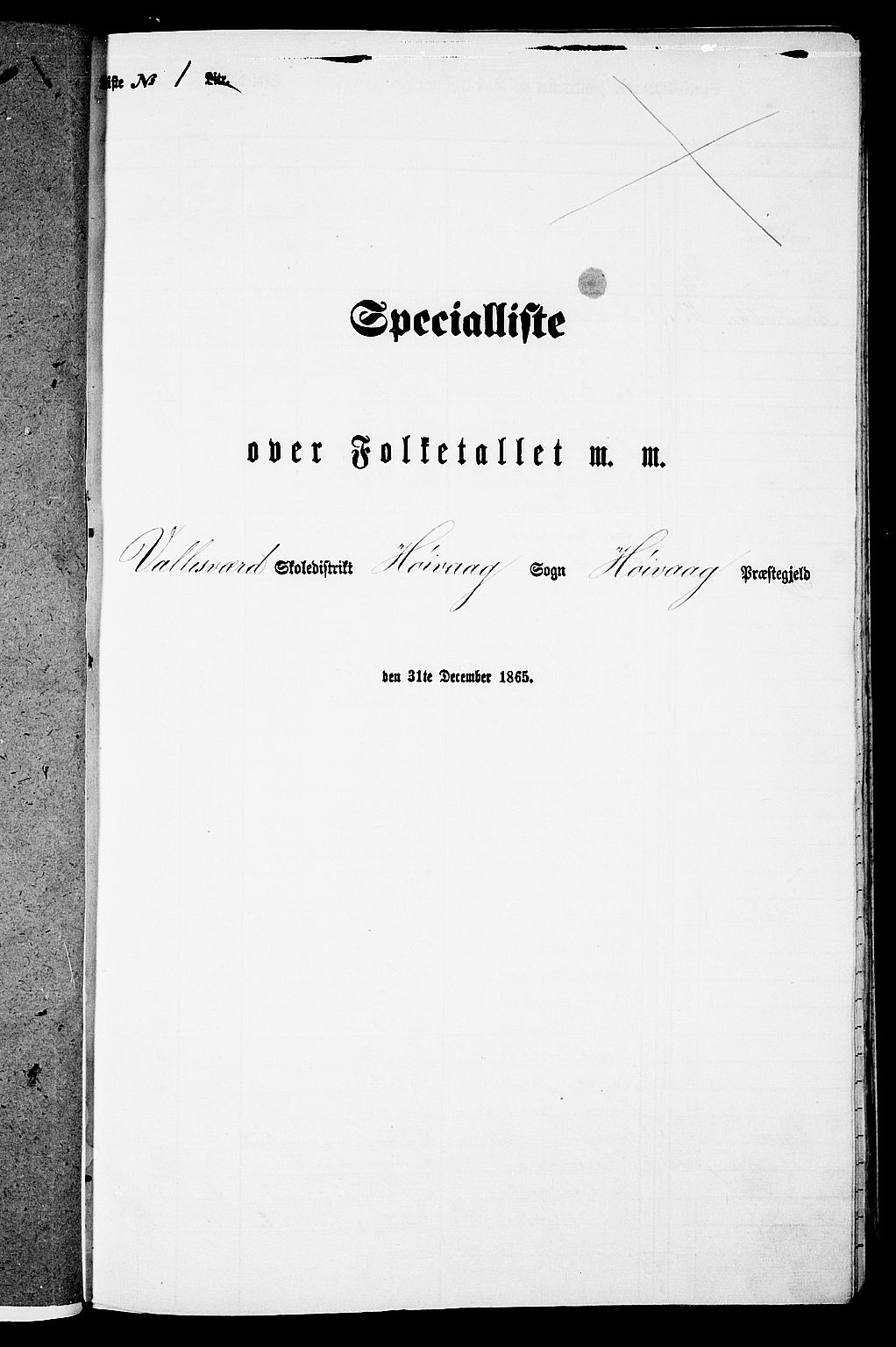 RA, Folketelling 1865 for 0927P Høvåg prestegjeld, 1865, s. 10