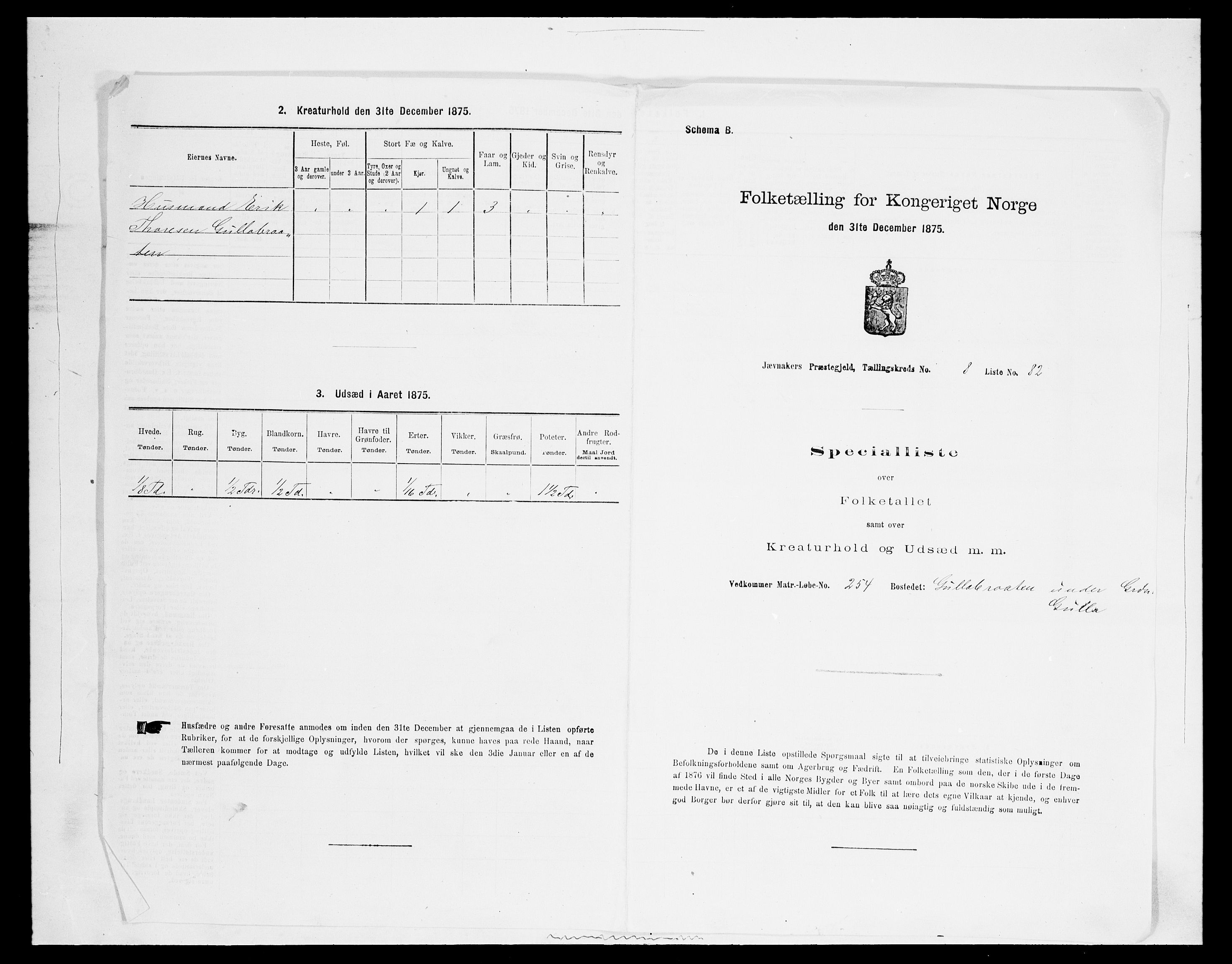 SAH, Folketelling 1875 for 0532P Jevnaker prestegjeld, 1875, s. 1501