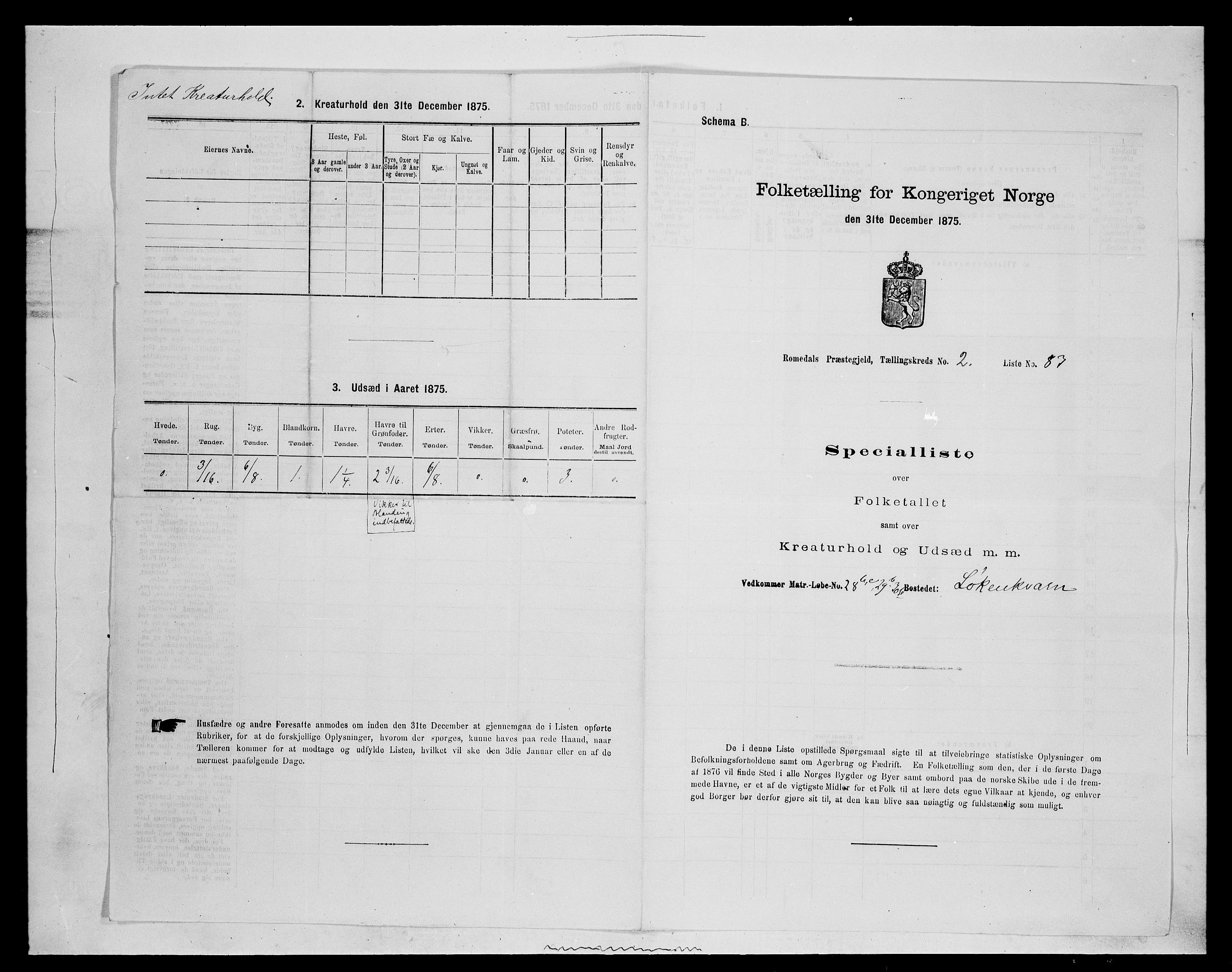 SAH, Folketelling 1875 for 0416P Romedal prestegjeld, 1875, s. 445