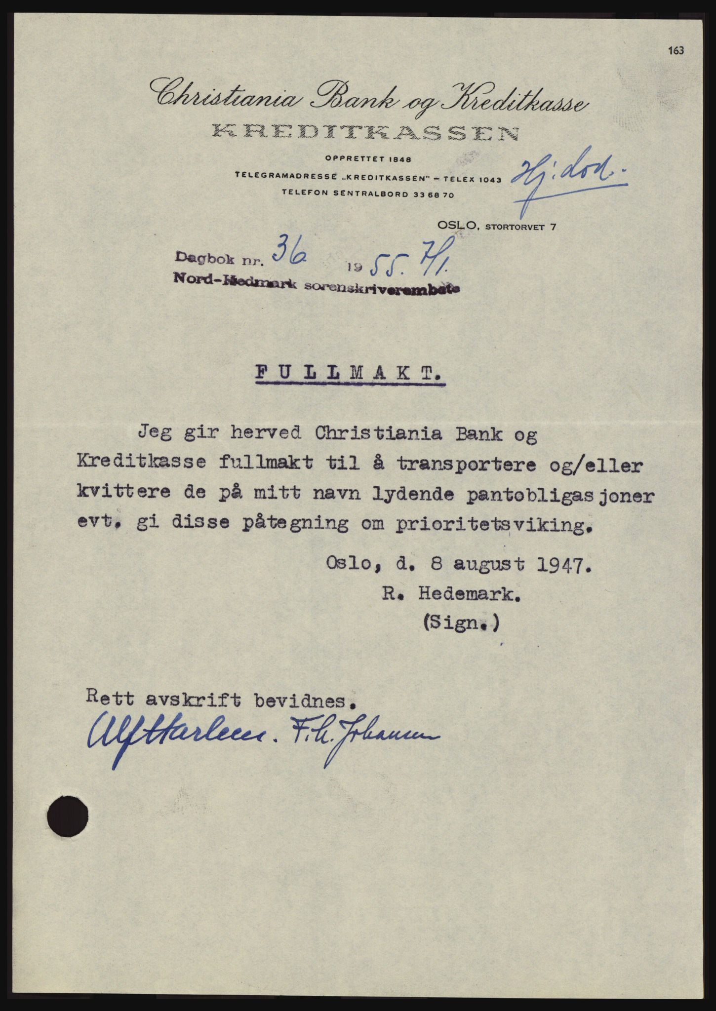 Nord-Hedmark sorenskriveri, SAH/TING-012/H/Hc/L0010: Pantebok nr. 10, 1955-1956, Dagboknr: 36/1955