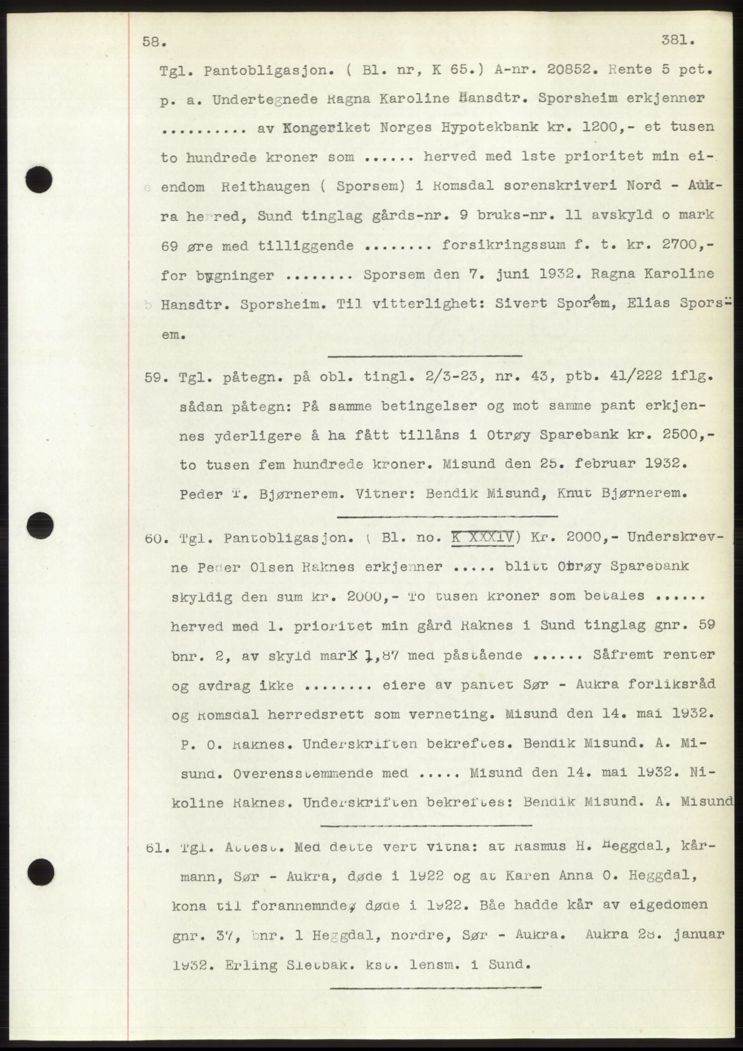 Romsdal sorenskriveri, SAT/A-4149/1/2/2C/L0061: Pantebok nr. 55, 1932-1932, Tingl.dato: 07.06.1932