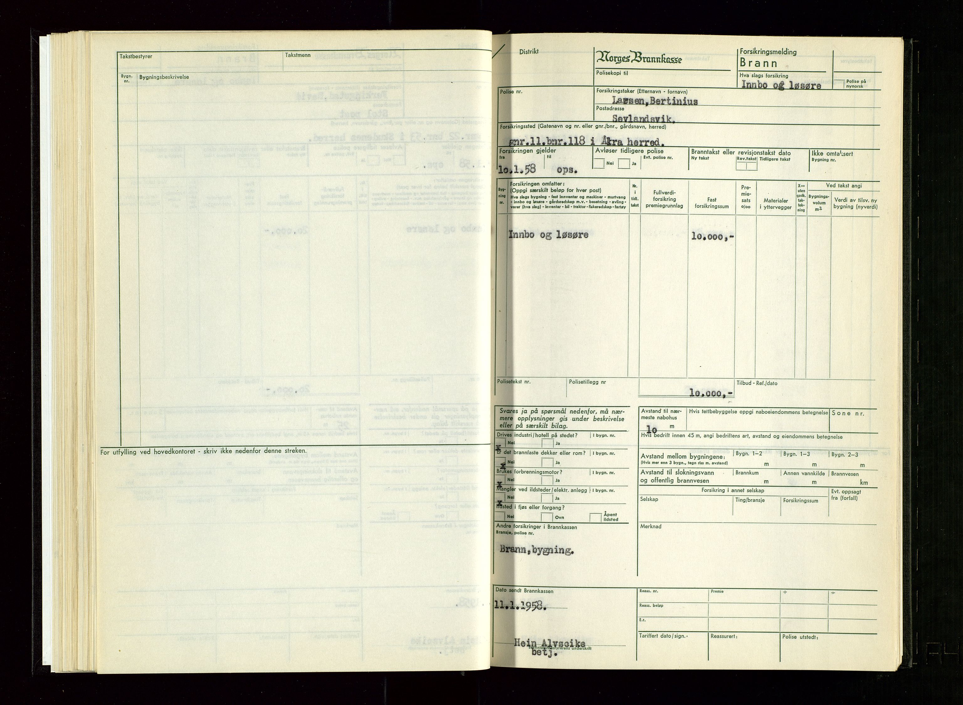 Skudenes lensmannskontor, SAST/A-100444/Gob/L0006: Branntakstprotokoll, 1957-1958