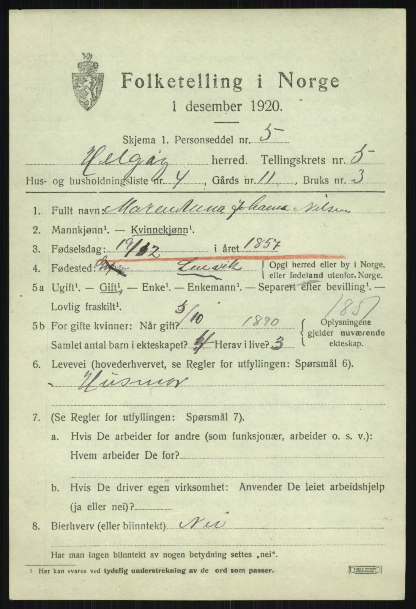 SATØ, Folketelling 1920 for 1935 Helgøy herred, 1920, s. 1985