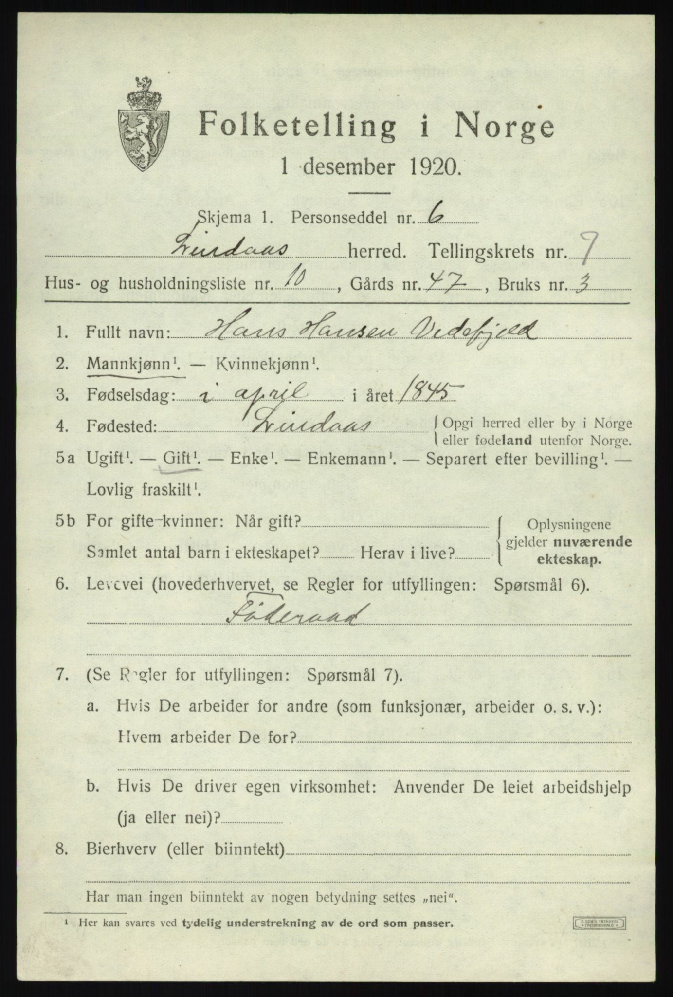 SAB, Folketelling 1920 for 1263 Lindås herred, 1920, s. 4145