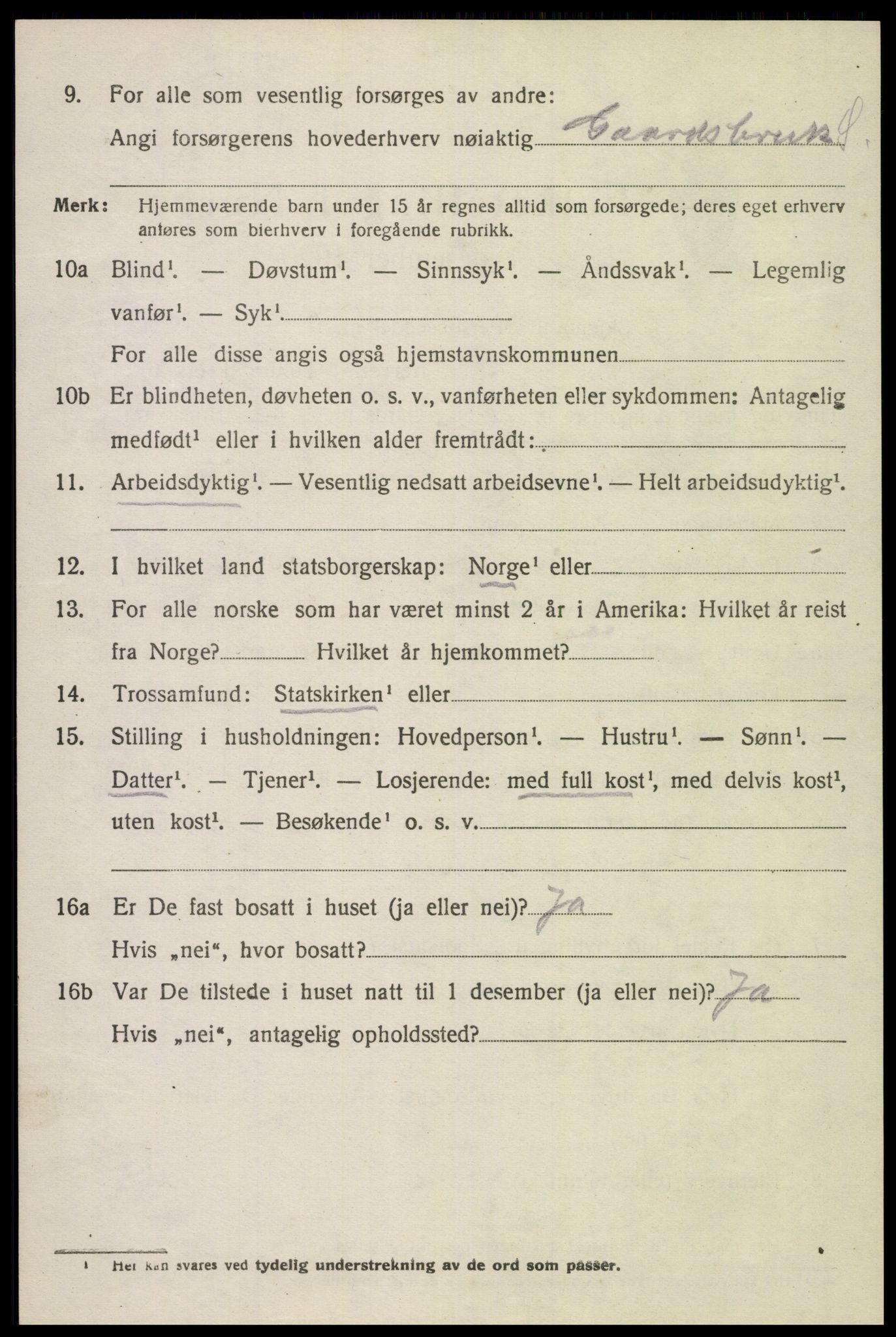 SAK, Folketelling 1920 for 1037 Kvinesdal herred, 1920, s. 2100