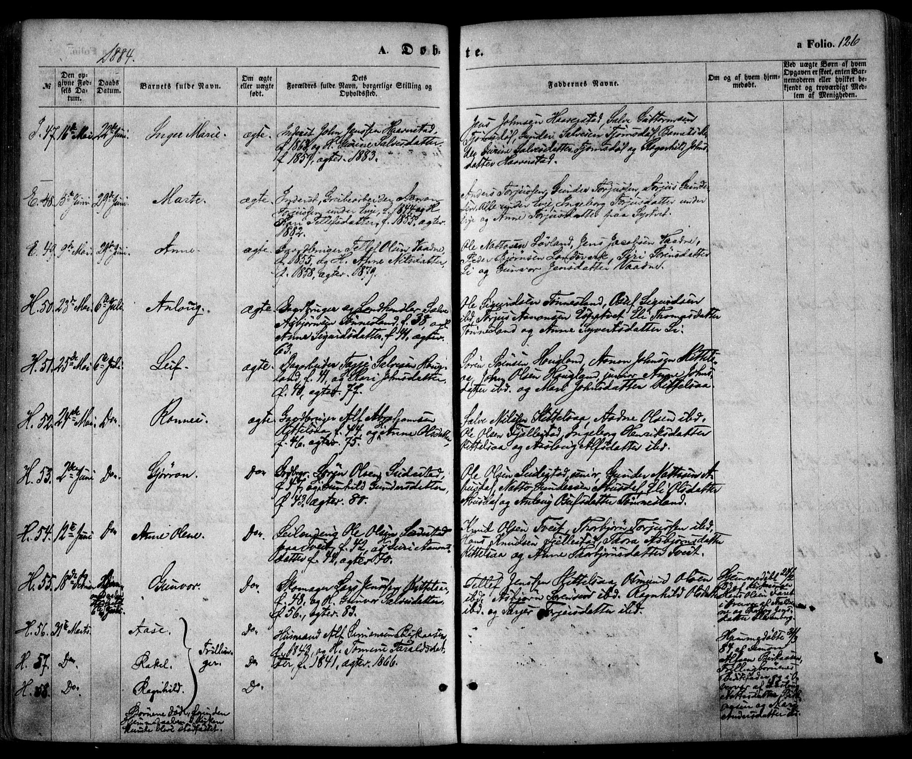 Evje sokneprestkontor, AV/SAK-1111-0008/F/Fa/Faa/L0006: Ministerialbok nr. A 6, 1866-1884, s. 126