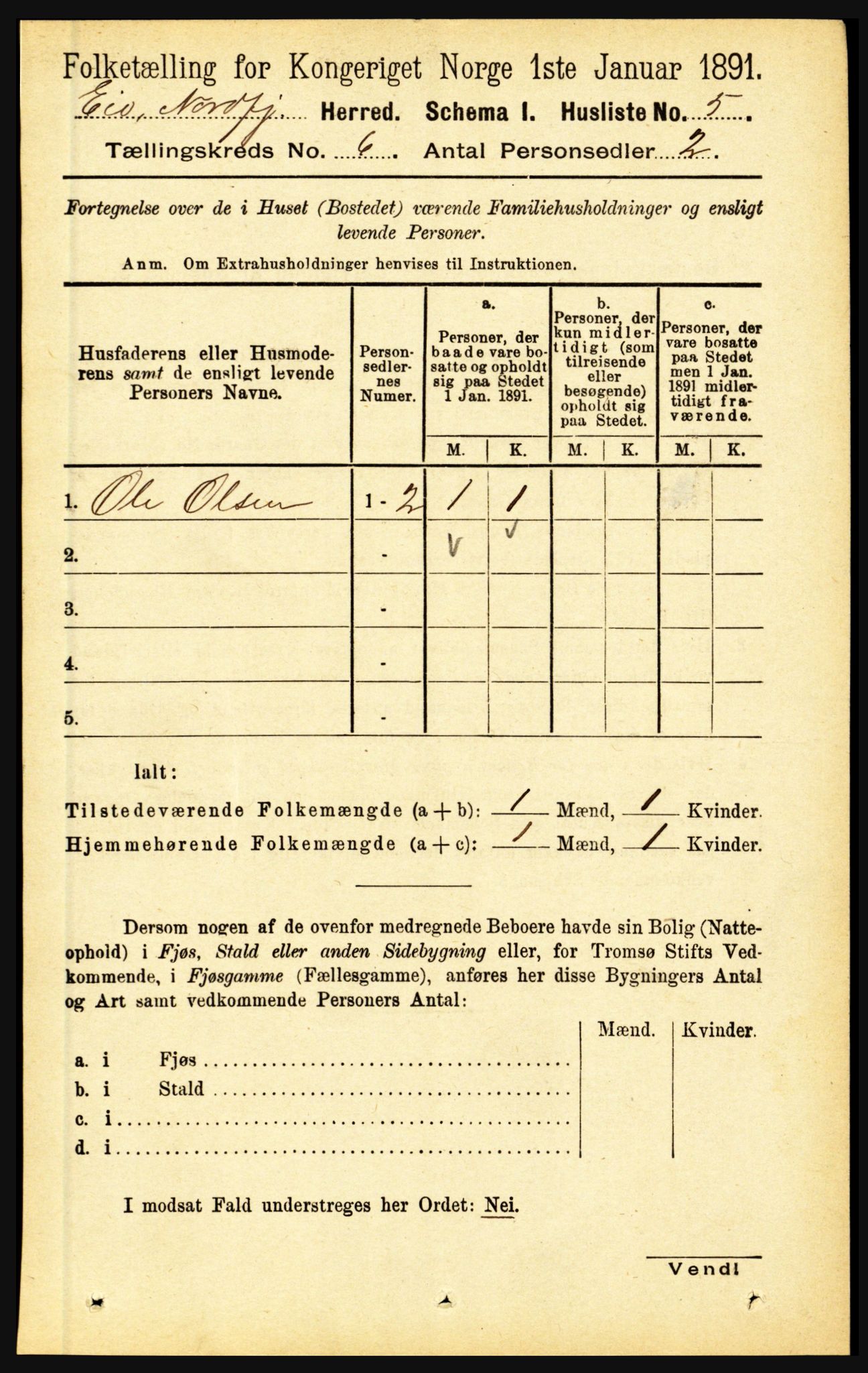 RA, Folketelling 1891 for 1443 Eid herred, 1891, s. 1435