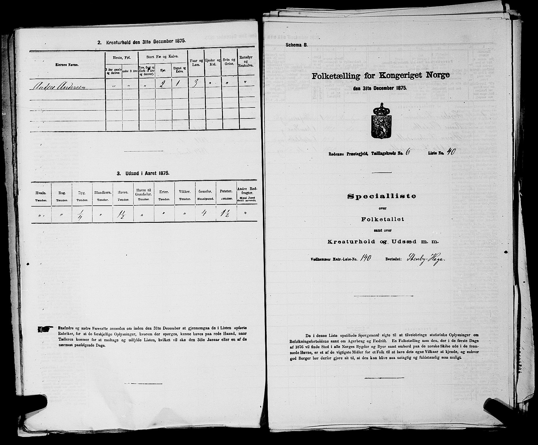 RA, Folketelling 1875 for 0120P Rødenes prestegjeld, 1875, s. 814