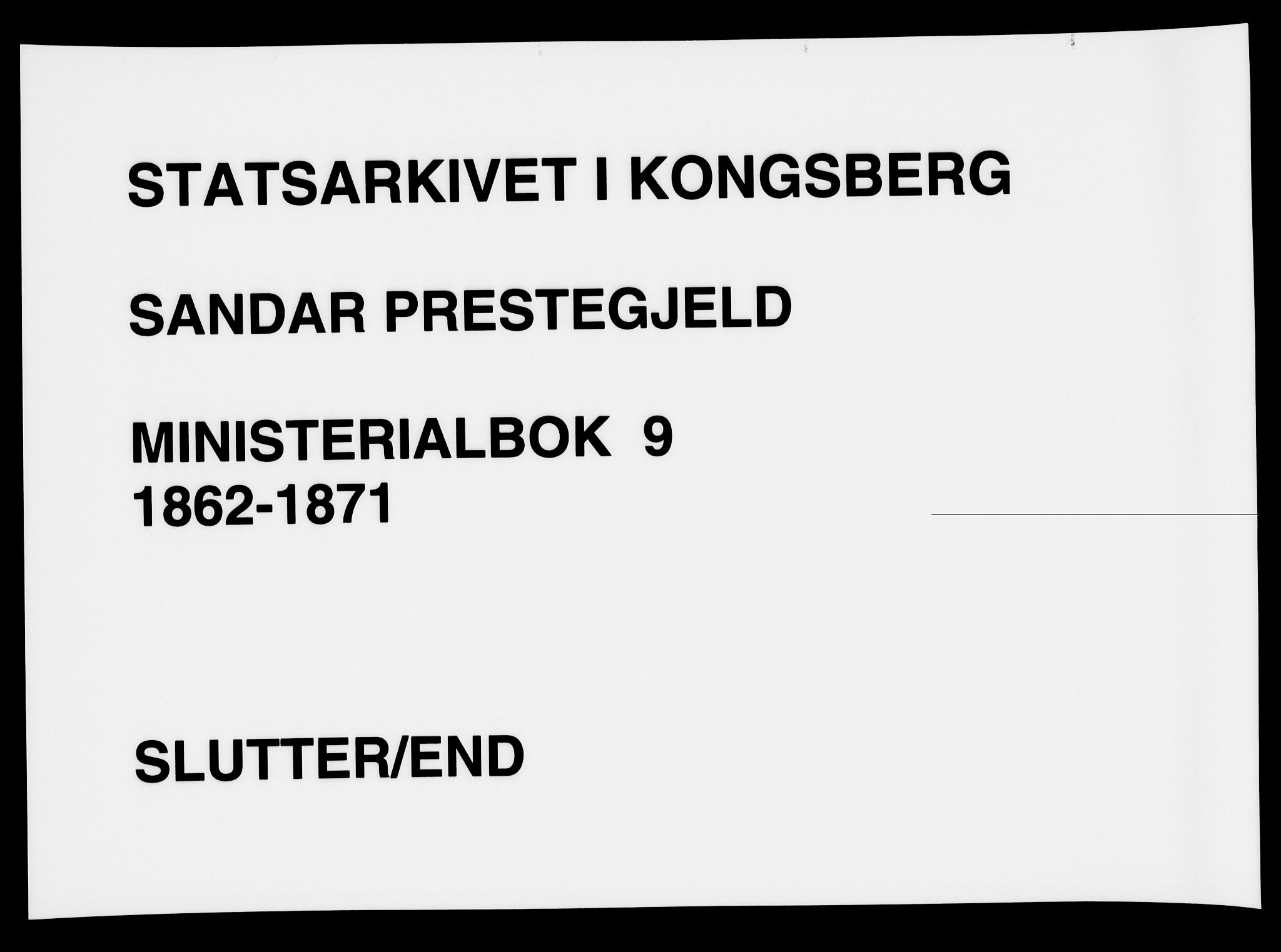 Sandar kirkebøker, AV/SAKO-A-243/F/Fa/L0009: Ministerialbok nr. 9, 1862-1871