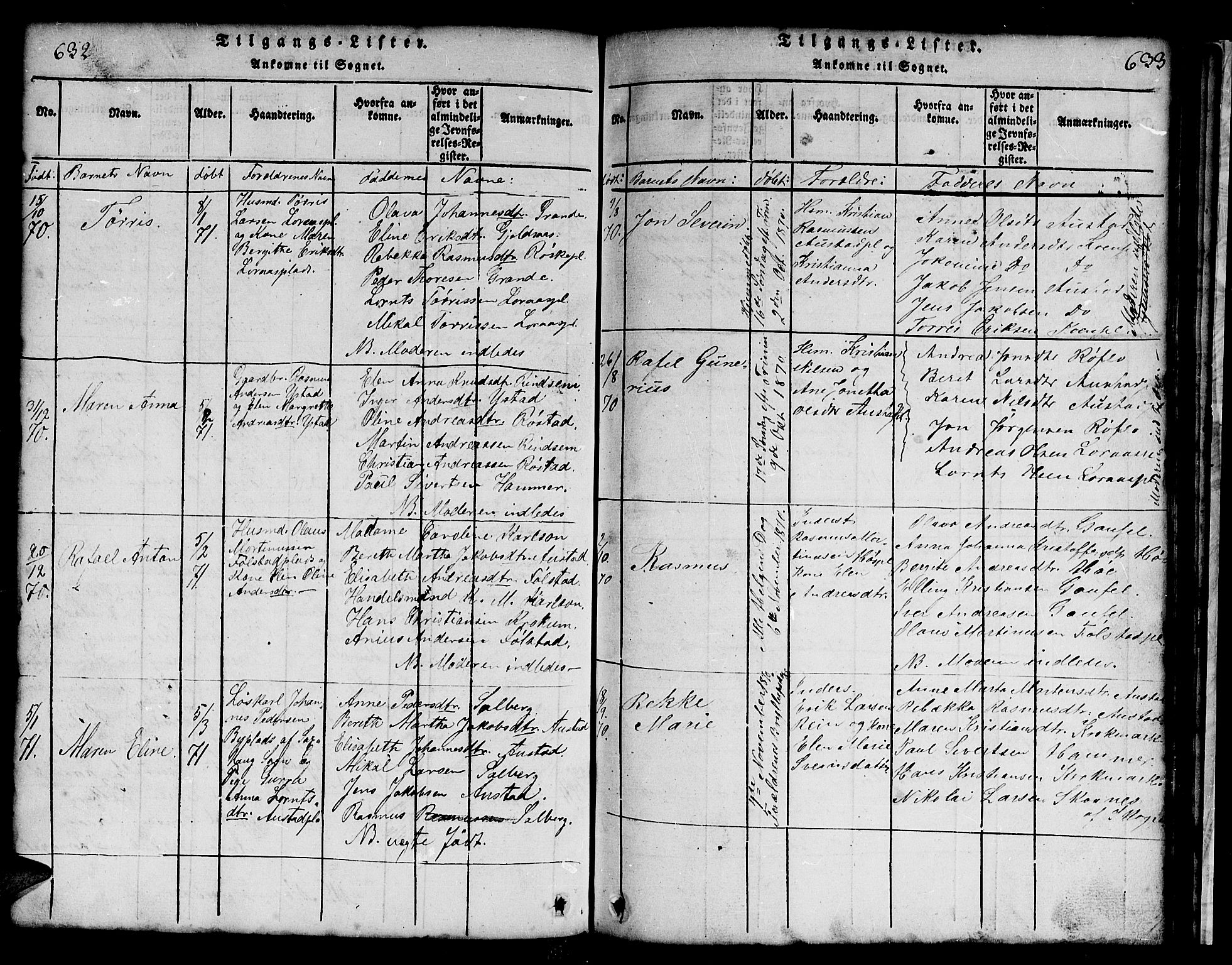 Ministerialprotokoller, klokkerbøker og fødselsregistre - Nord-Trøndelag, SAT/A-1458/731/L0310: Klokkerbok nr. 731C01, 1816-1874, s. 632-633