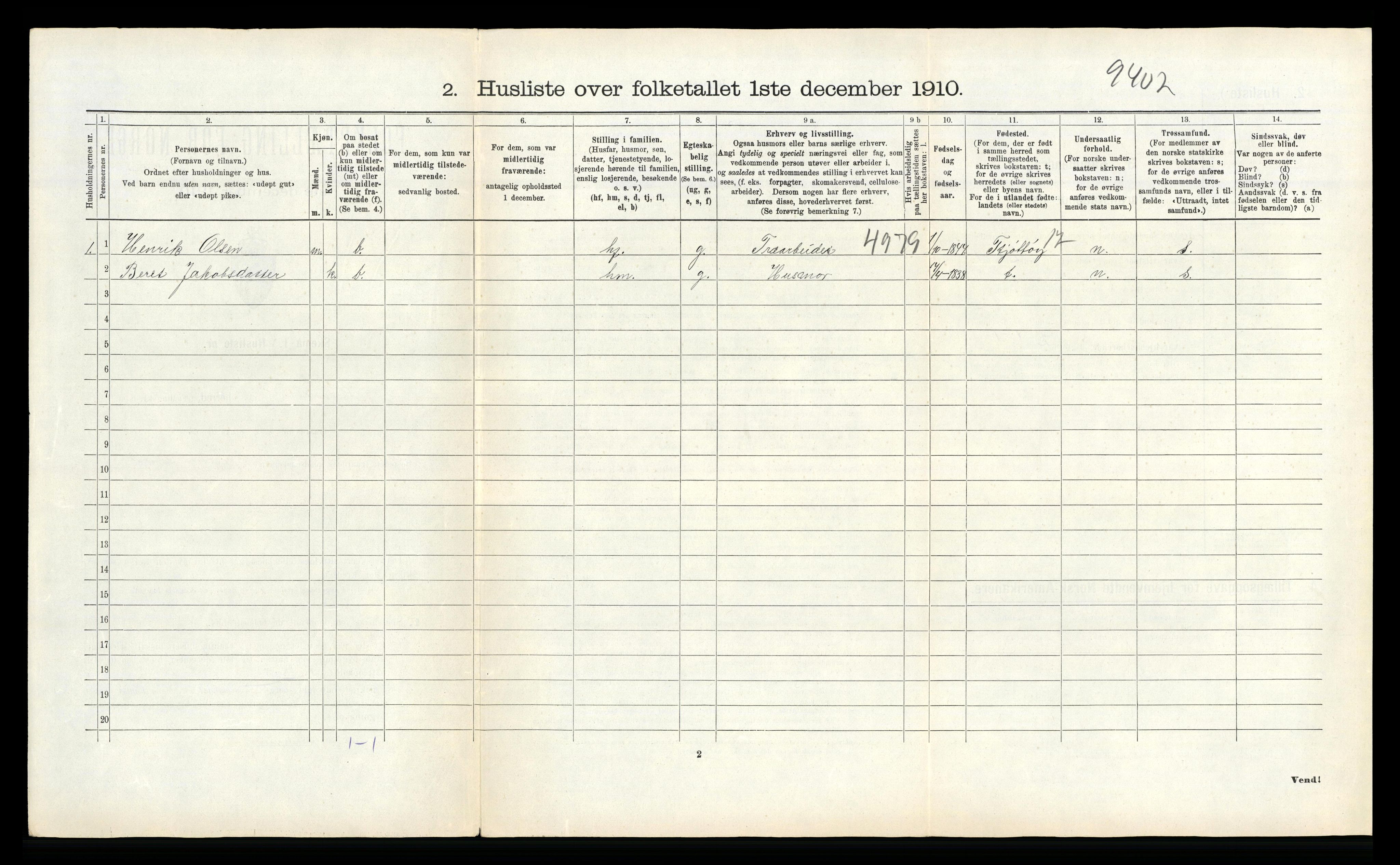 RA, Folketelling 1910 for 1821 Stamnes herred, 1910, s. 587