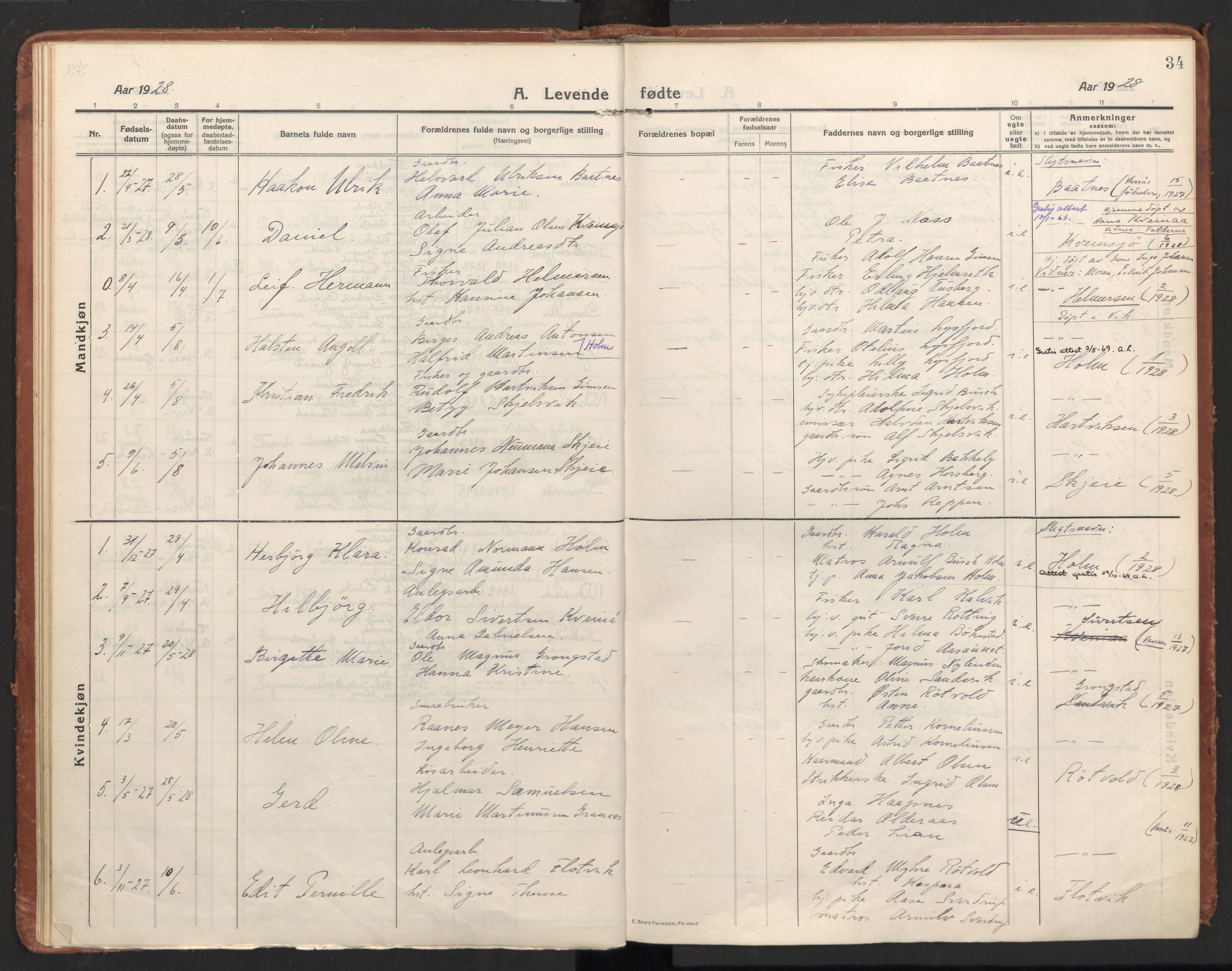 Ministerialprotokoller, klokkerbøker og fødselsregistre - Nordland, AV/SAT-A-1459/811/L0168: Ministerialbok nr. 811A05, 1914-1932, s. 34