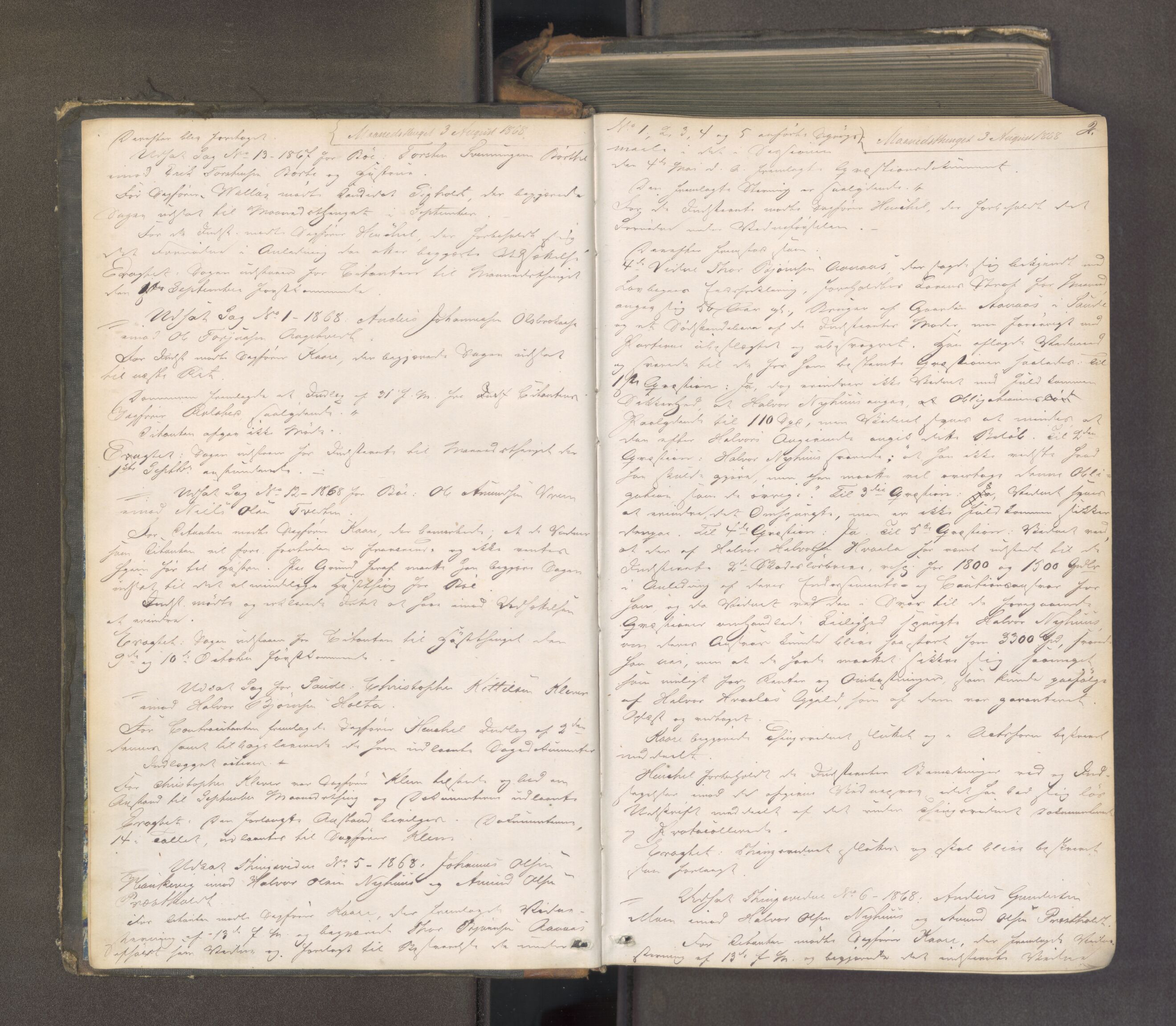 Nedre Telemark sorenskriveri, AV/SAKO-A-135/F/Fa/L0048: Tingbok, 1868-1875, s. 1b-2a