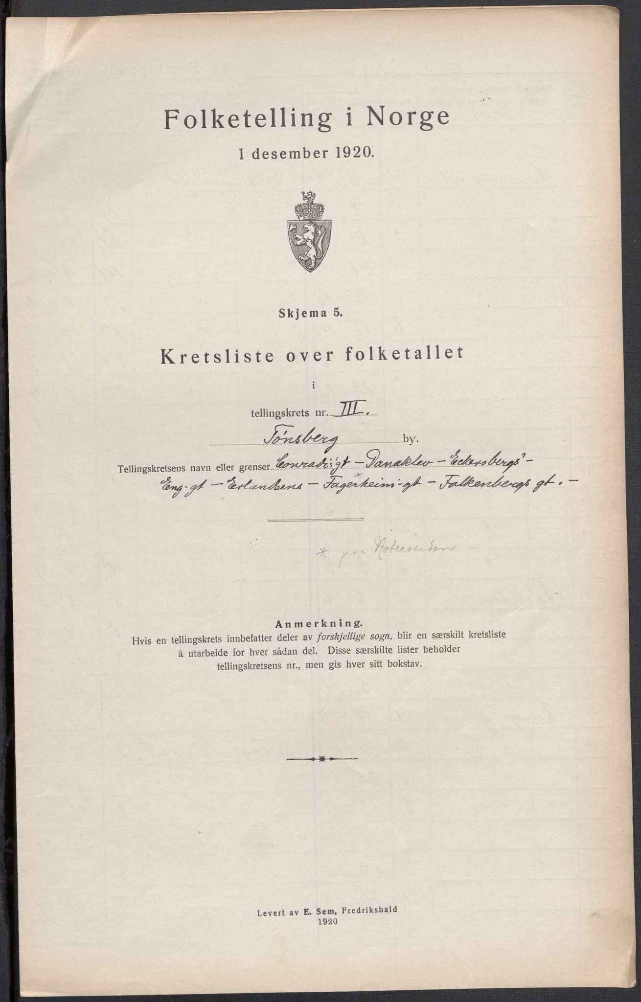 SAKO, Folketelling 1920 for 0705 Tønsberg kjøpstad, 1920, s. 10