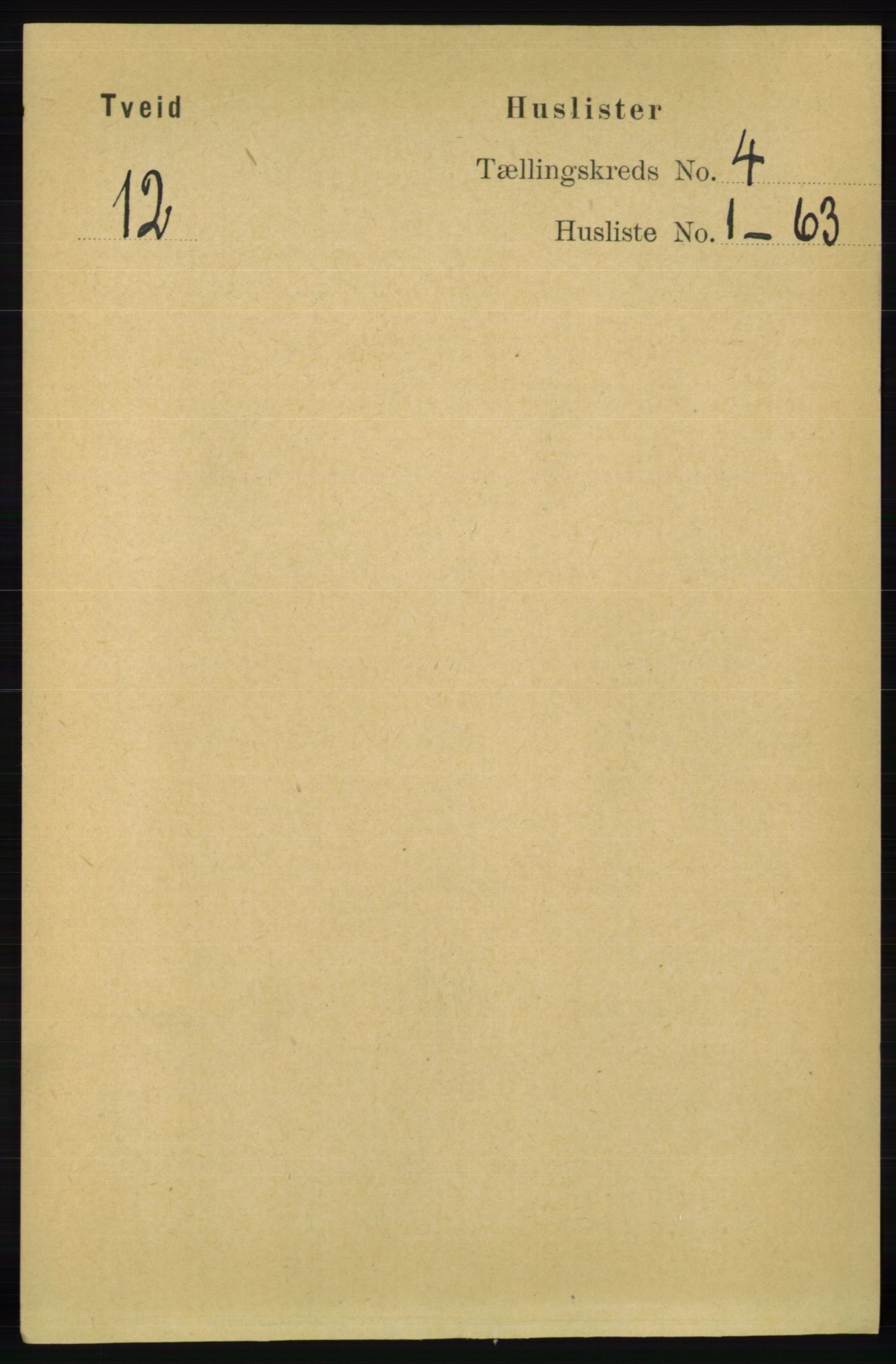 RA, Folketelling 1891 for 1013 Tveit herred, 1891, s. 1739