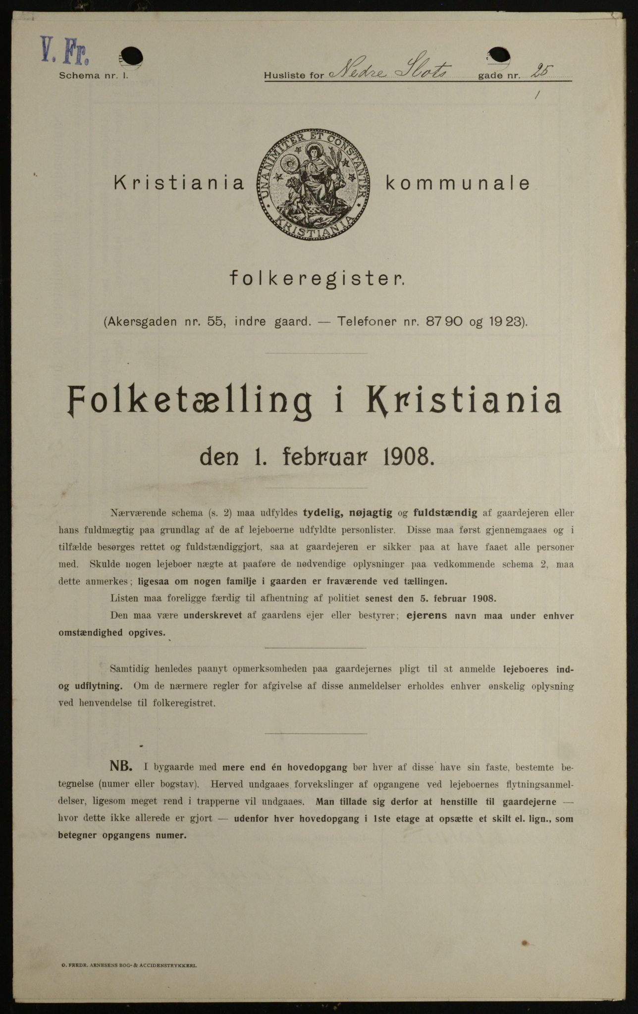 OBA, Kommunal folketelling 1.2.1908 for Kristiania kjøpstad, 1908, s. 62323