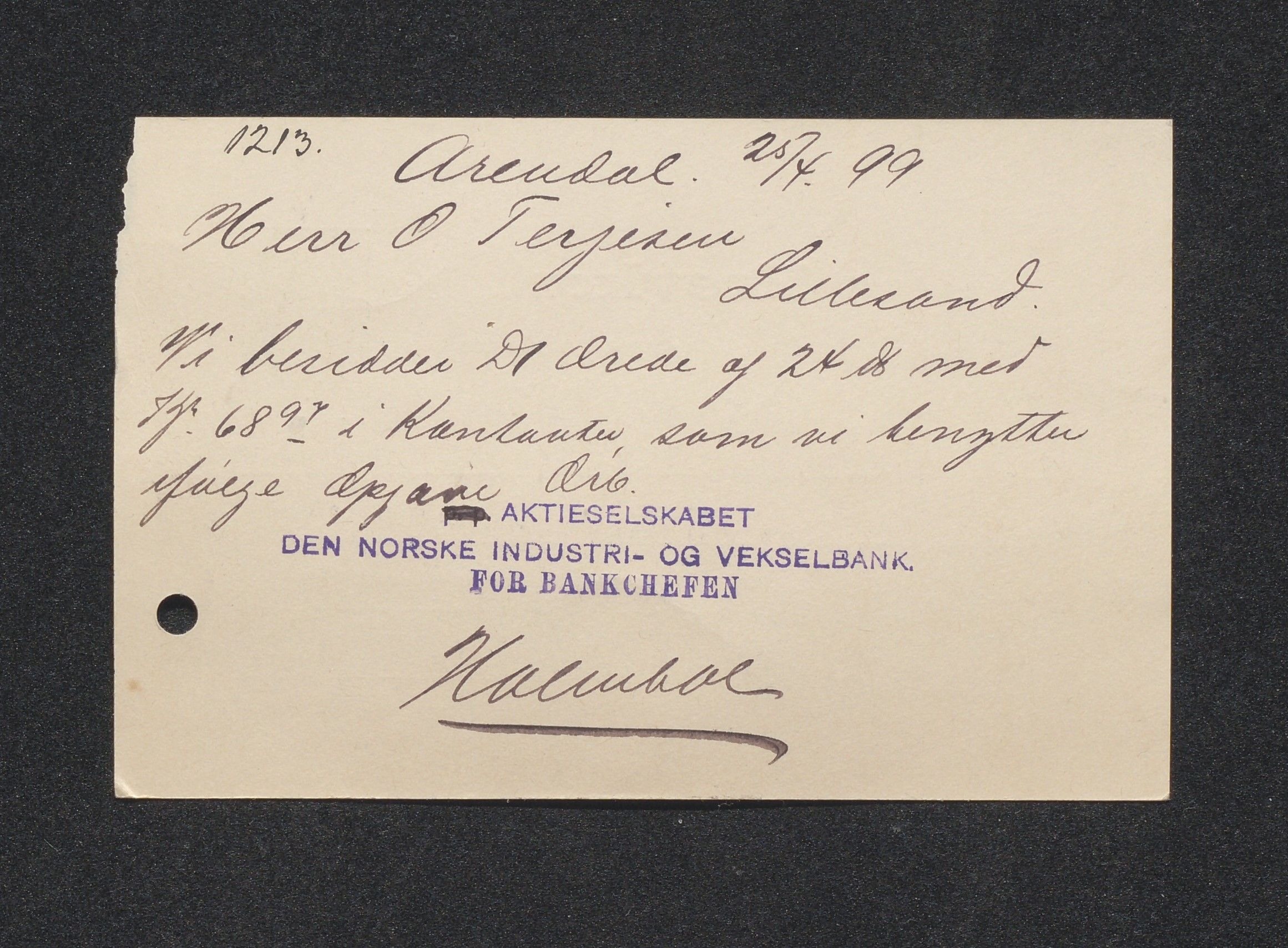 O. Terjesens rederi, AAKS/PA-2525/E/E01/L0005: Korrespondanse, 1898-1899