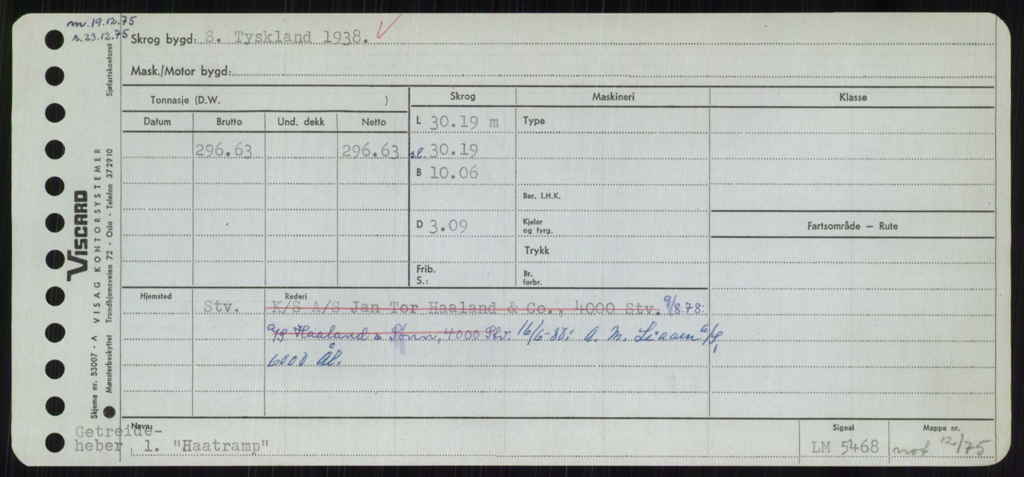 Sjøfartsdirektoratet med forløpere, Skipsmålingen, RA/S-1627/H/Hc/L0001: Lektere, A-Y, s. 245