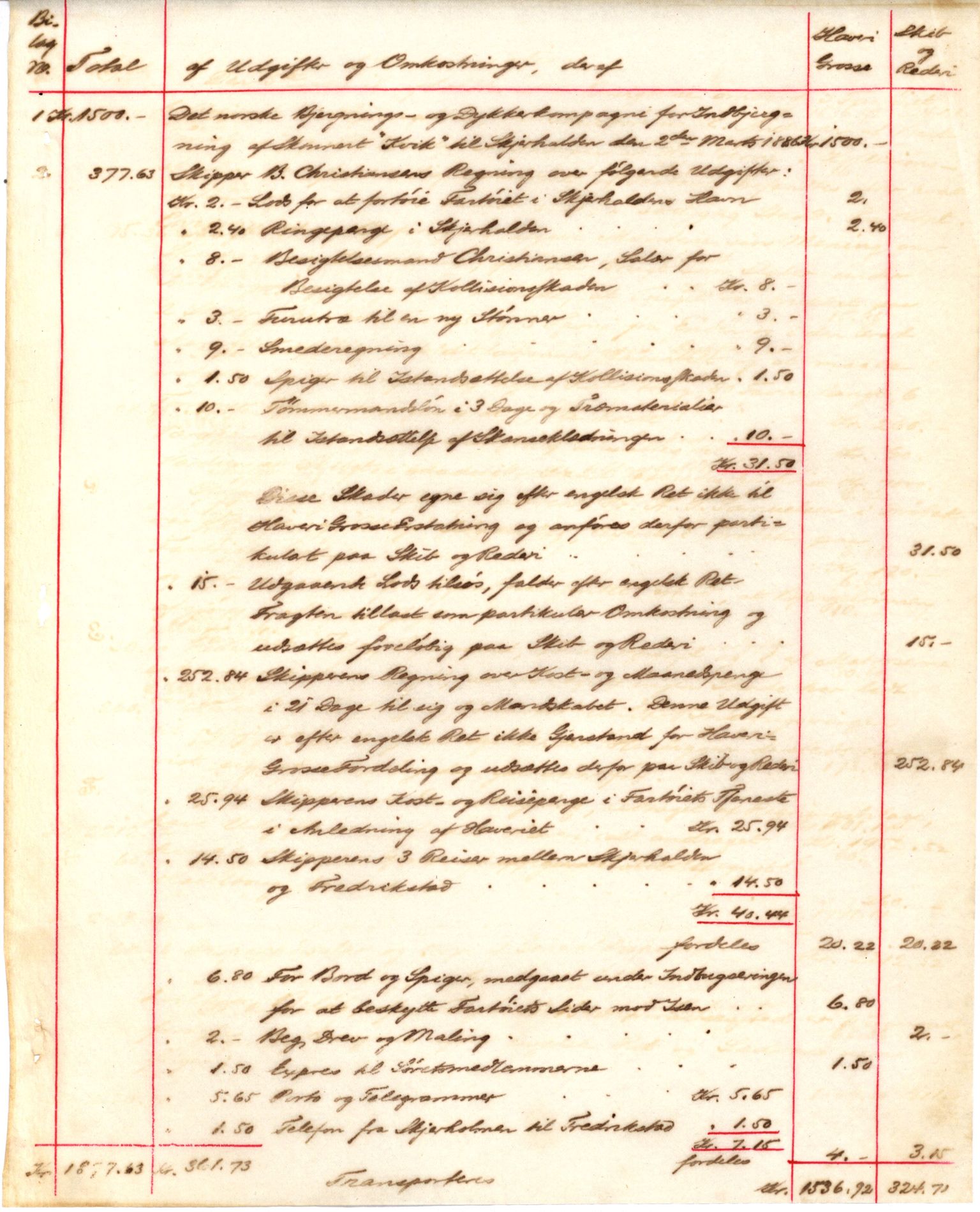 Pa 63 - Østlandske skibsassuranceforening, VEMU/A-1079/G/Ga/L0019/0007: Havaridokumenter / Flora, Foldin, Fix, Flora, Hast, Kvik, Pehr, 1886-1887, s. 35