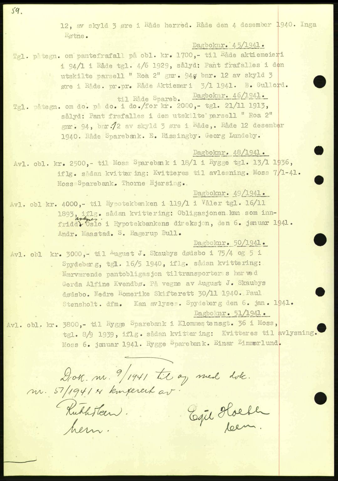Moss sorenskriveri, SAO/A-10168: Pantebok nr. B10, 1940-1941, Dagboknr: 45/1941