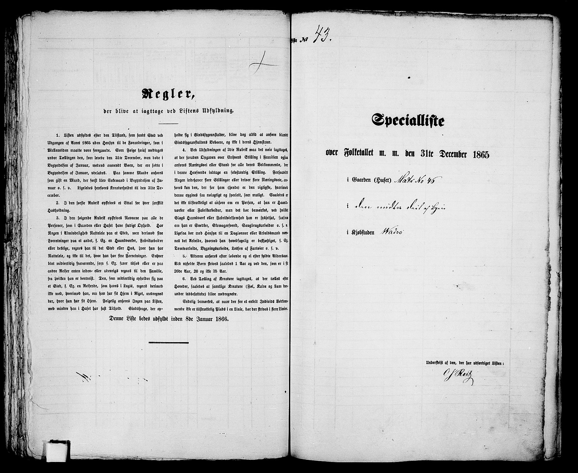 RA, Folketelling 1865 for 2003B Vadsø prestegjeld, Vadsø kjøpstad, 1865, s. 91