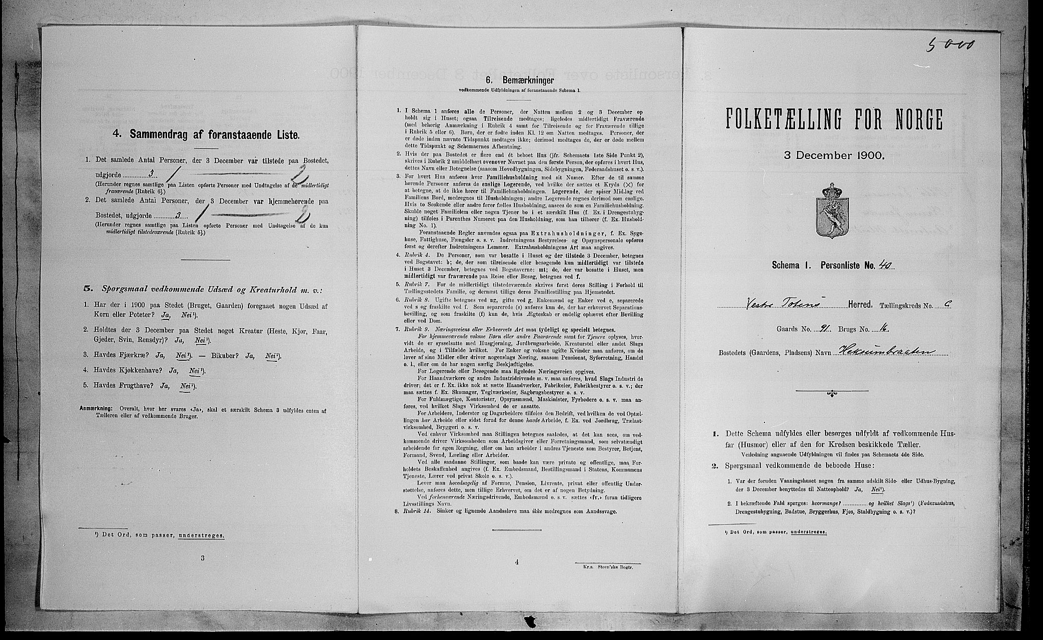 SAH, Folketelling 1900 for 0529 Vestre Toten herred, 1900, s. 1110