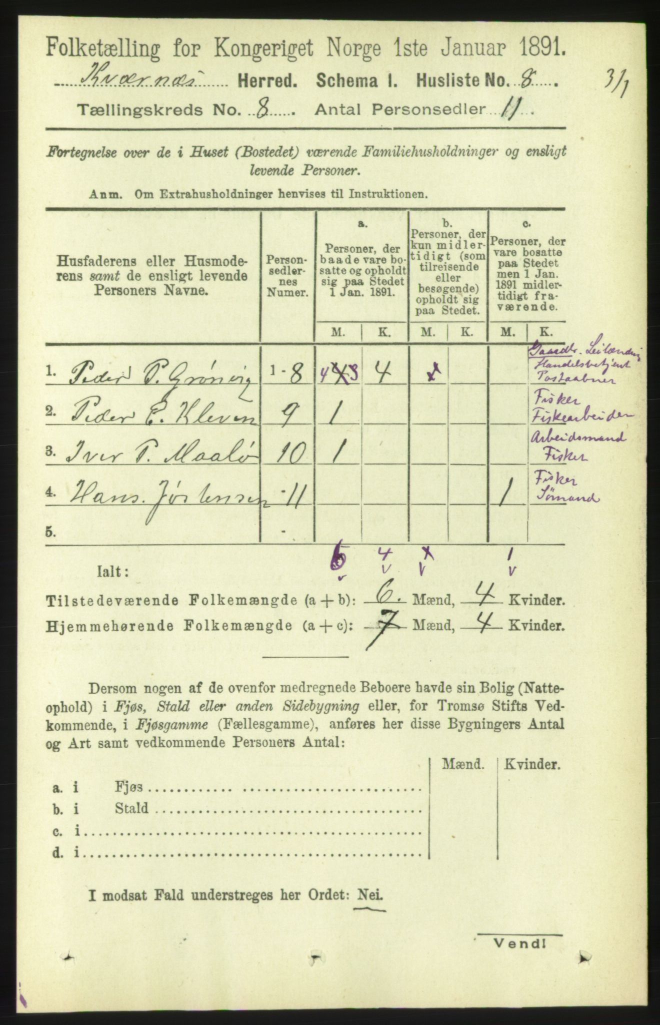 RA, Folketelling 1891 for 1553 Kvernes herred, 1891, s. 3464