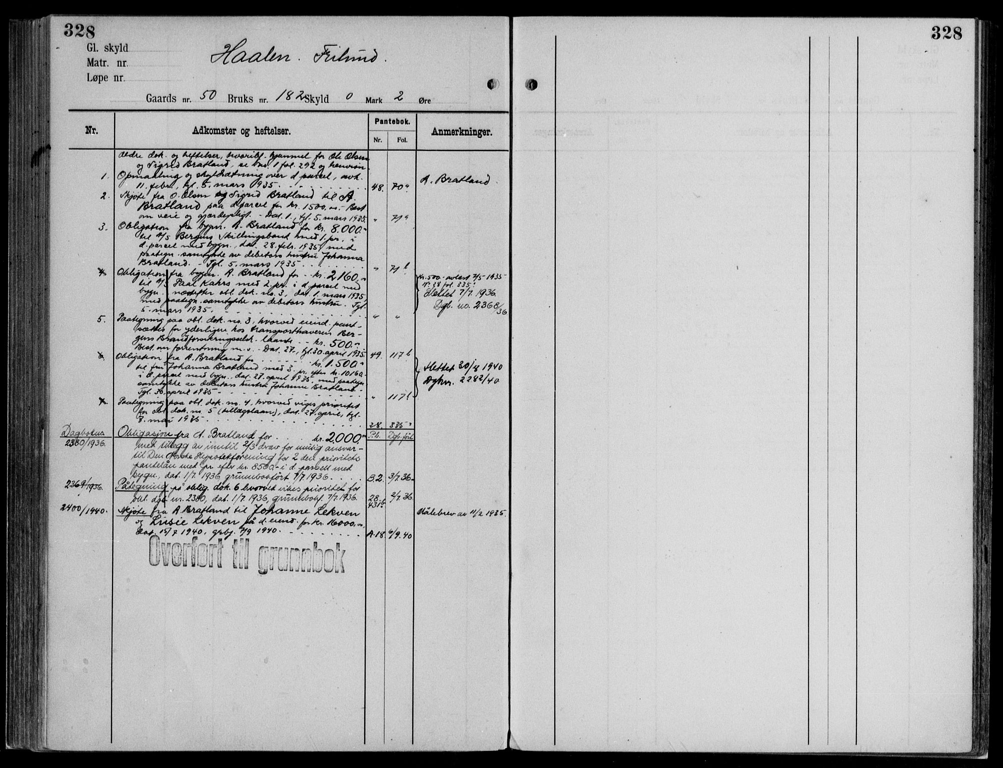 Midhordland sorenskriveri, AV/SAB-A-3001/1/G/Ga/Gab/L0112: Panteregister nr. II.A.b.112, s. 328