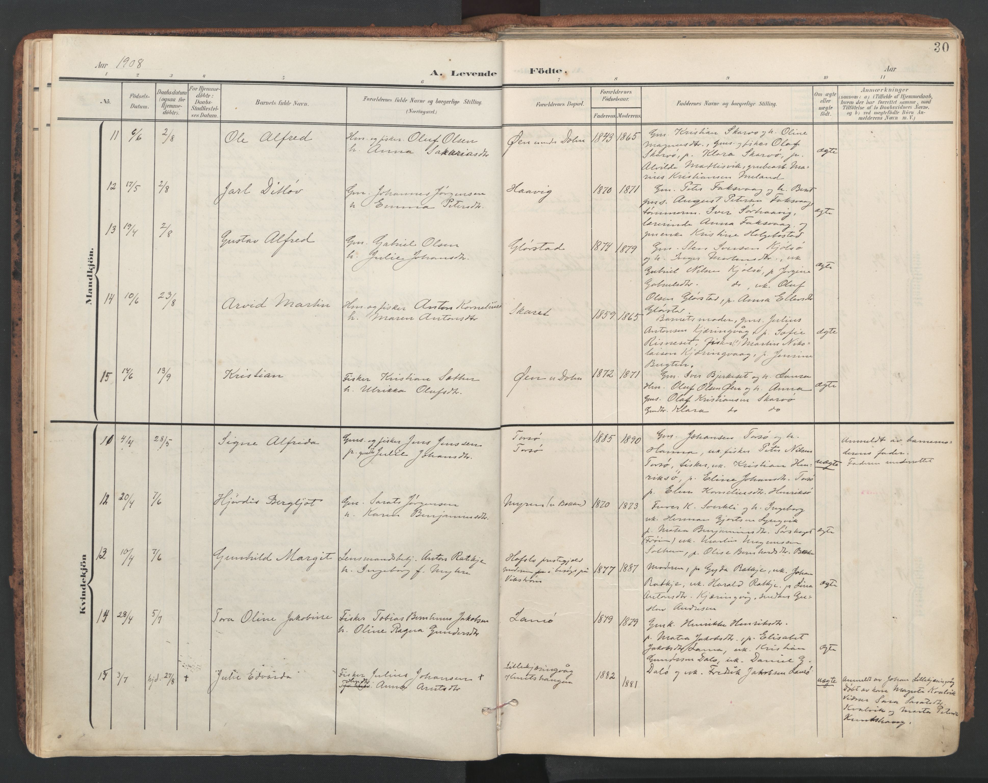 Ministerialprotokoller, klokkerbøker og fødselsregistre - Sør-Trøndelag, AV/SAT-A-1456/634/L0537: Ministerialbok nr. 634A13, 1896-1922, s. 30