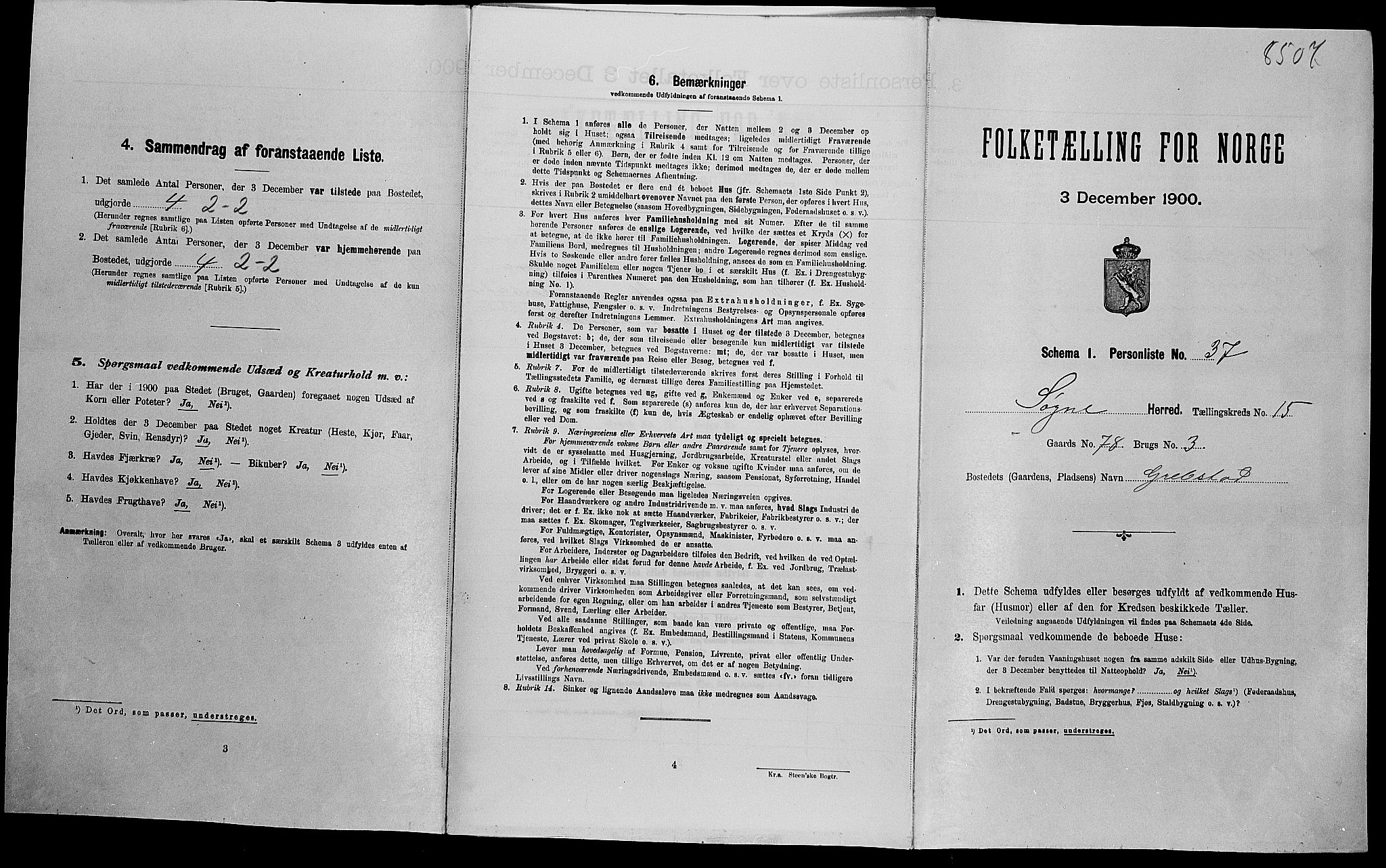 SAK, Folketelling 1900 for 1018 Søgne herred, 1900, s. 1272