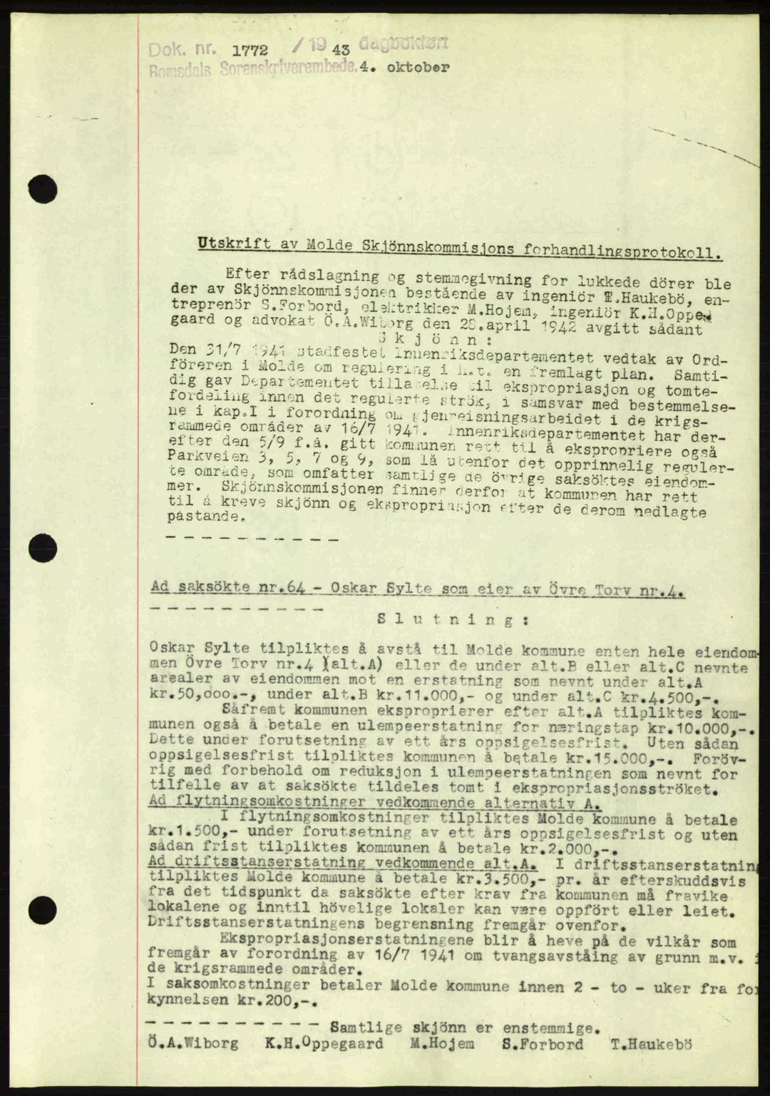 Romsdal sorenskriveri, AV/SAT-A-4149/1/2/2C: Pantebok nr. A15, 1943-1944, Dagboknr: 1772/1943