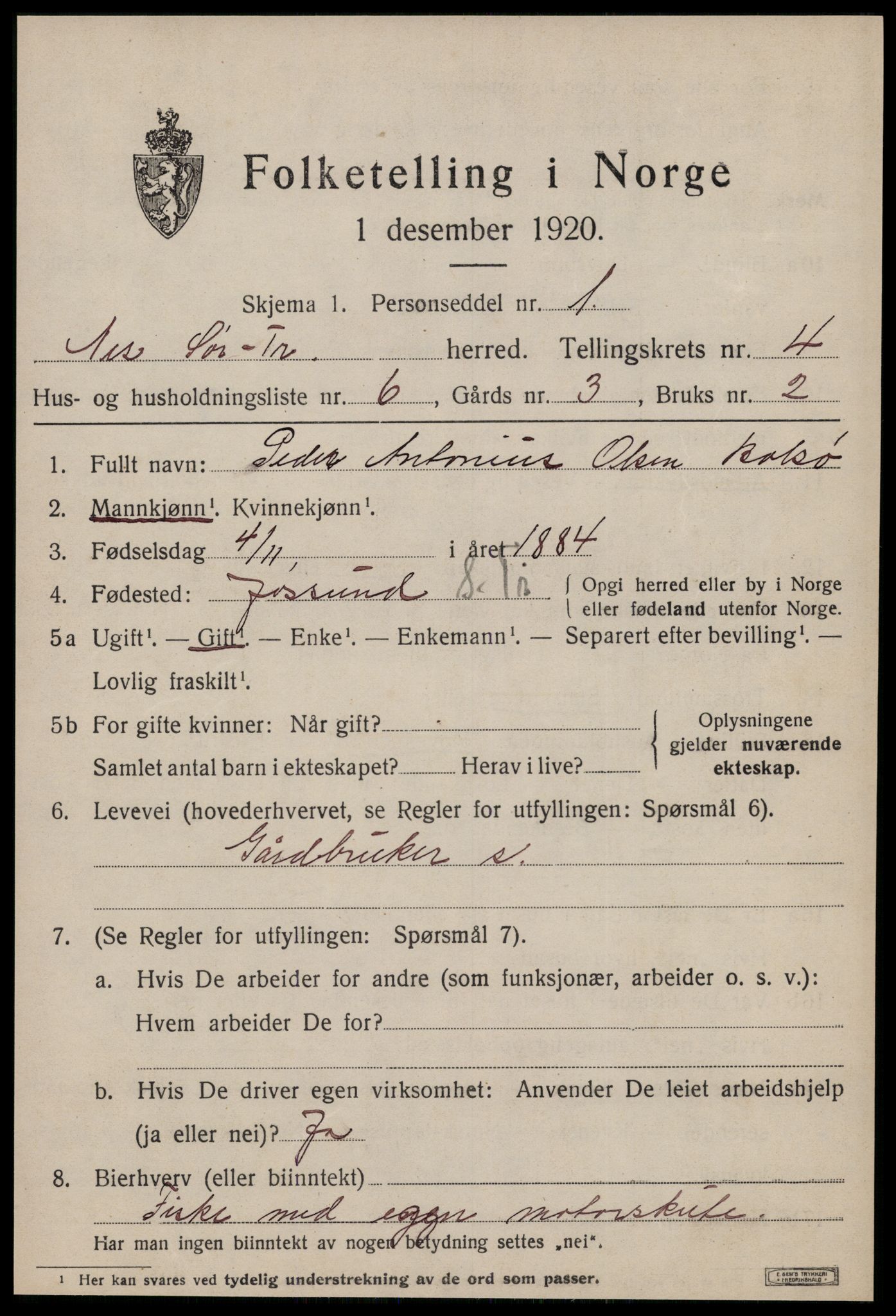 SAT, Folketelling 1920 for 1628 Nes herred, 1920, s. 2207