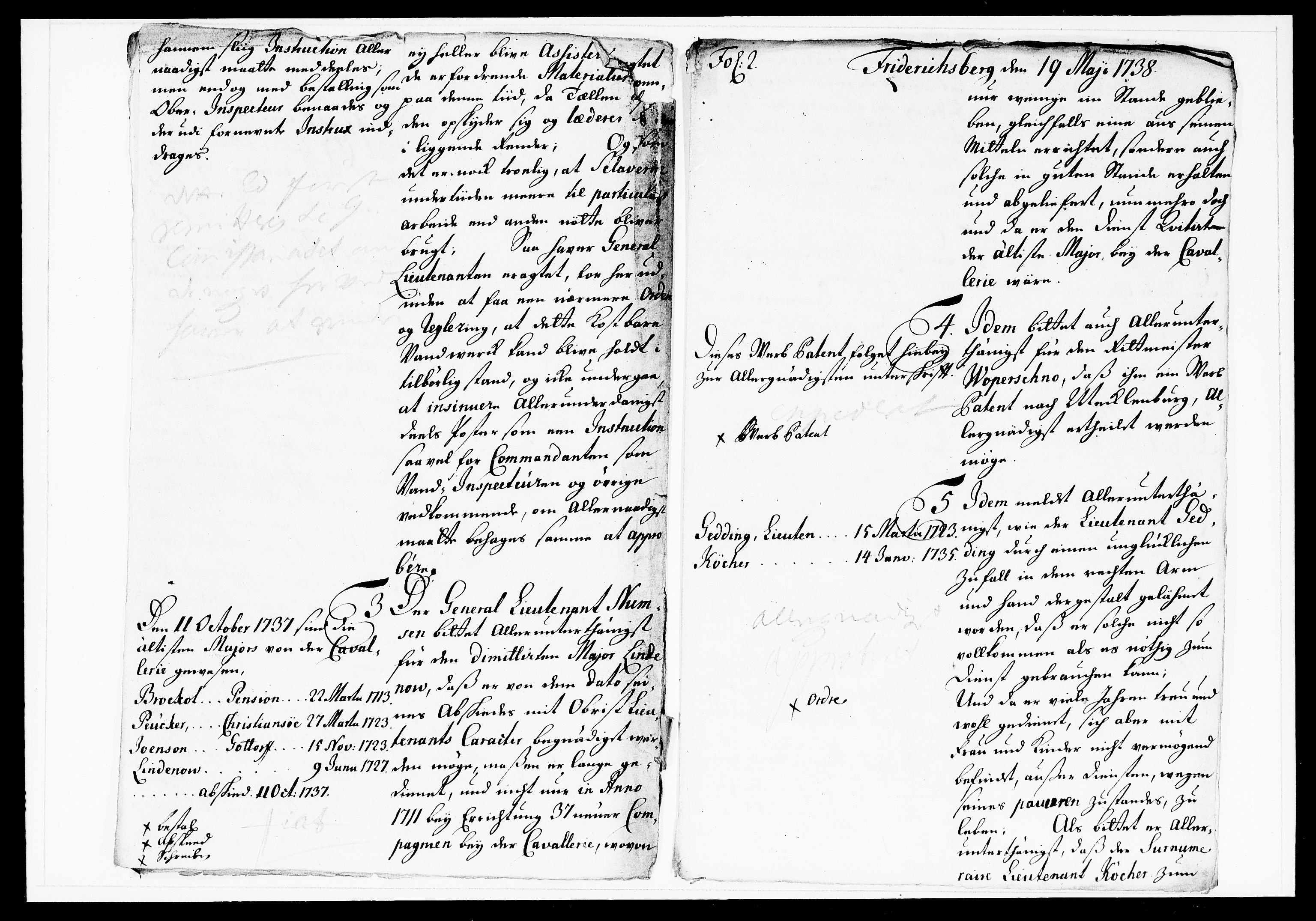 Krigskollegiet, Krigskancelliet, DRA/A-0006/-/1143-1150: Refererede sager, 1738, s. 233