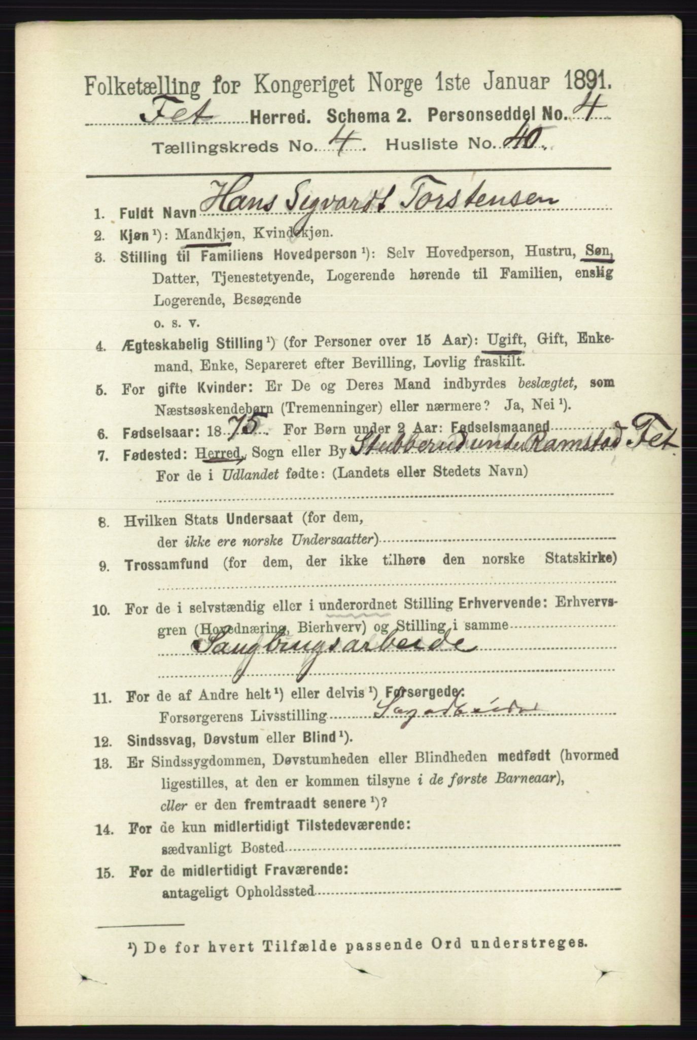 RA, Folketelling 1891 for 0227 Fet herred, 1891, s. 1501