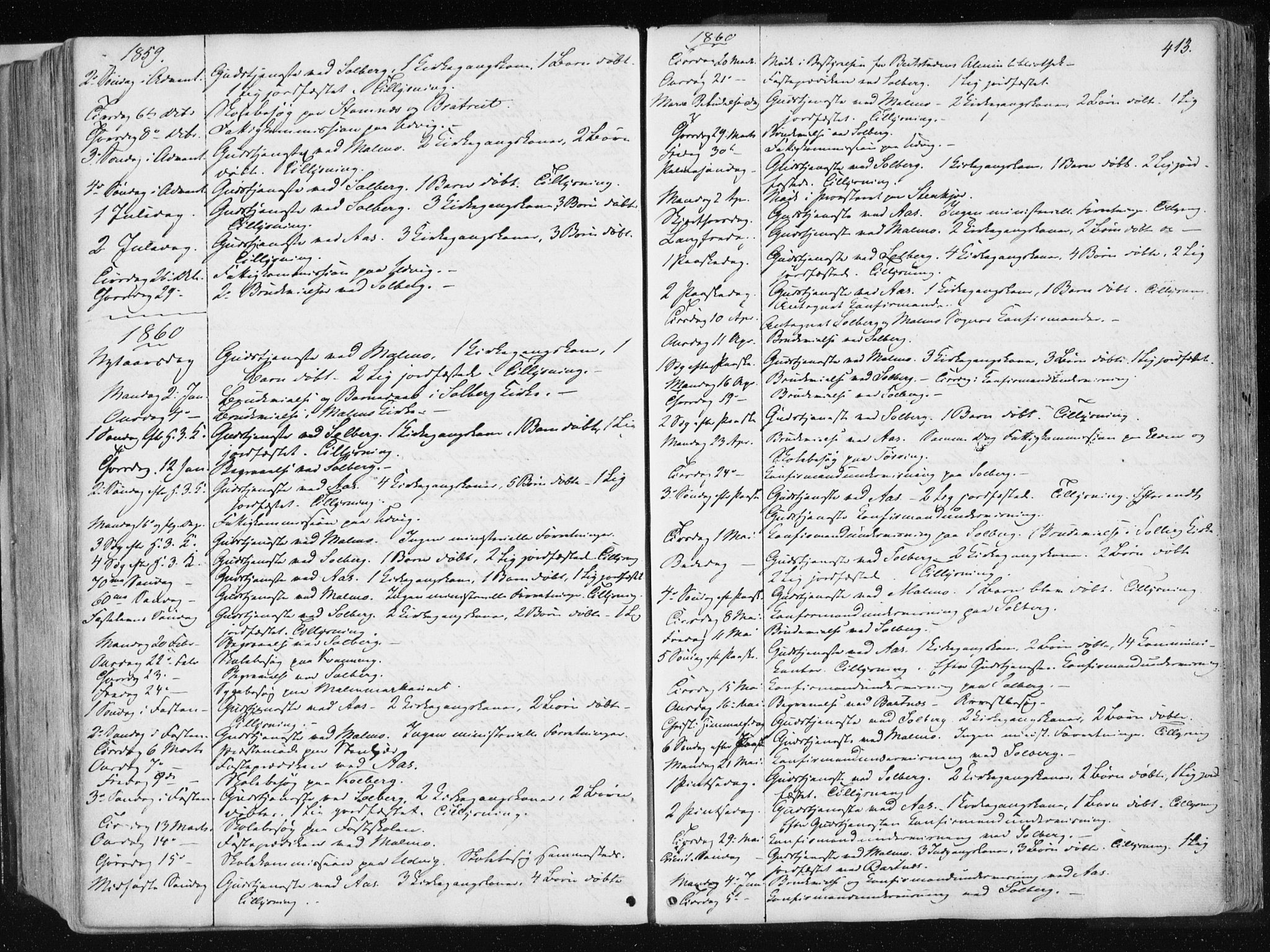 Ministerialprotokoller, klokkerbøker og fødselsregistre - Nord-Trøndelag, SAT/A-1458/741/L0393: Ministerialbok nr. 741A07, 1849-1863, s. 413