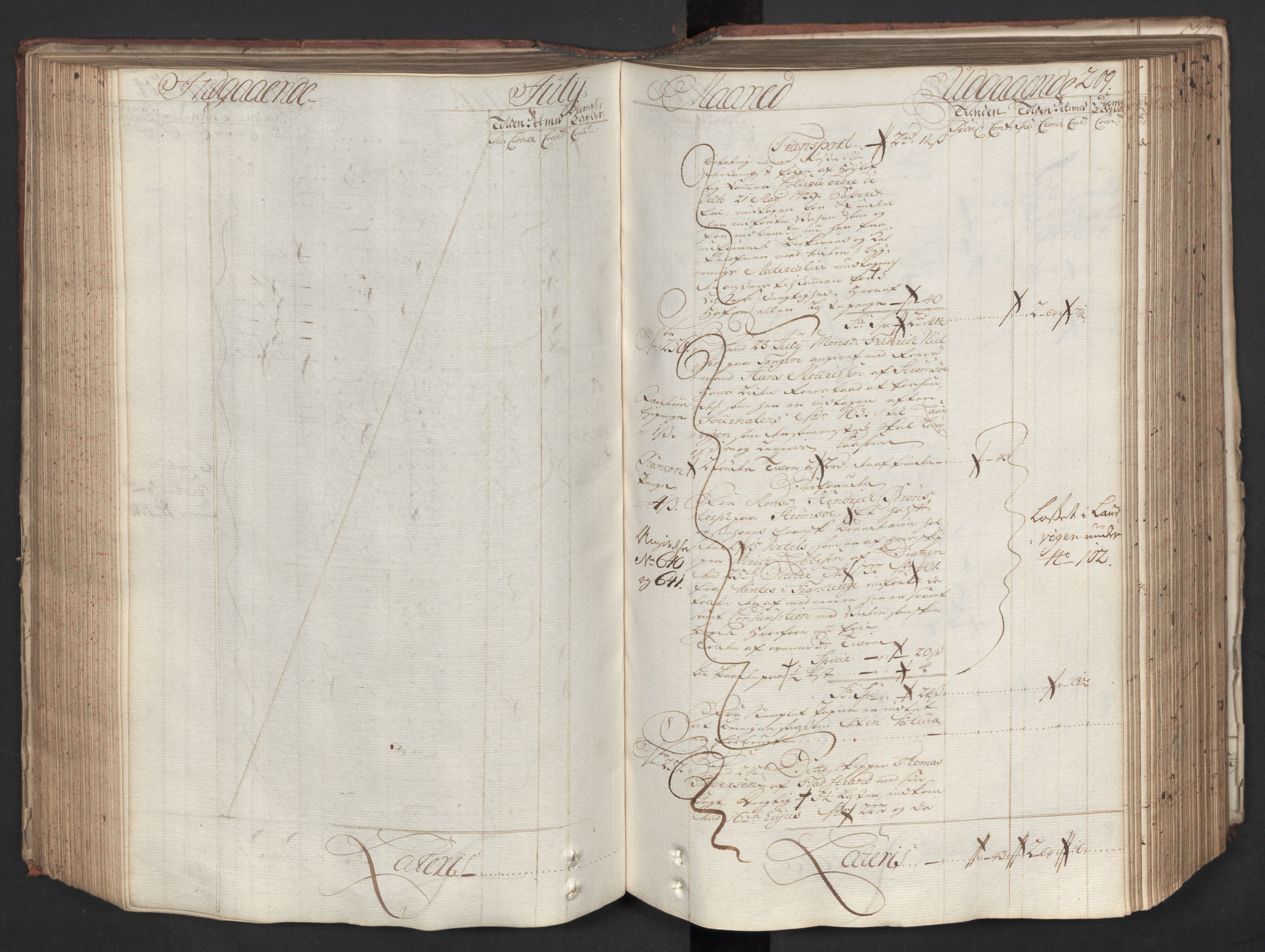 Generaltollkammeret, tollregnskaper, AV/RA-EA-5490/R08/L0012/0001: Tollregnskaper Drammen / Hovedtollbok, 1733, s. 208b-209a