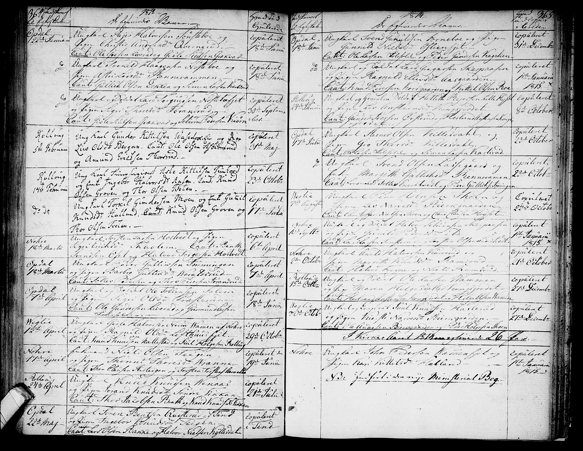 Rollag kirkebøker, AV/SAKO-A-240/F/Fa/L0005: Ministerialbok nr. I 5, 1792-1814, s. 364-365