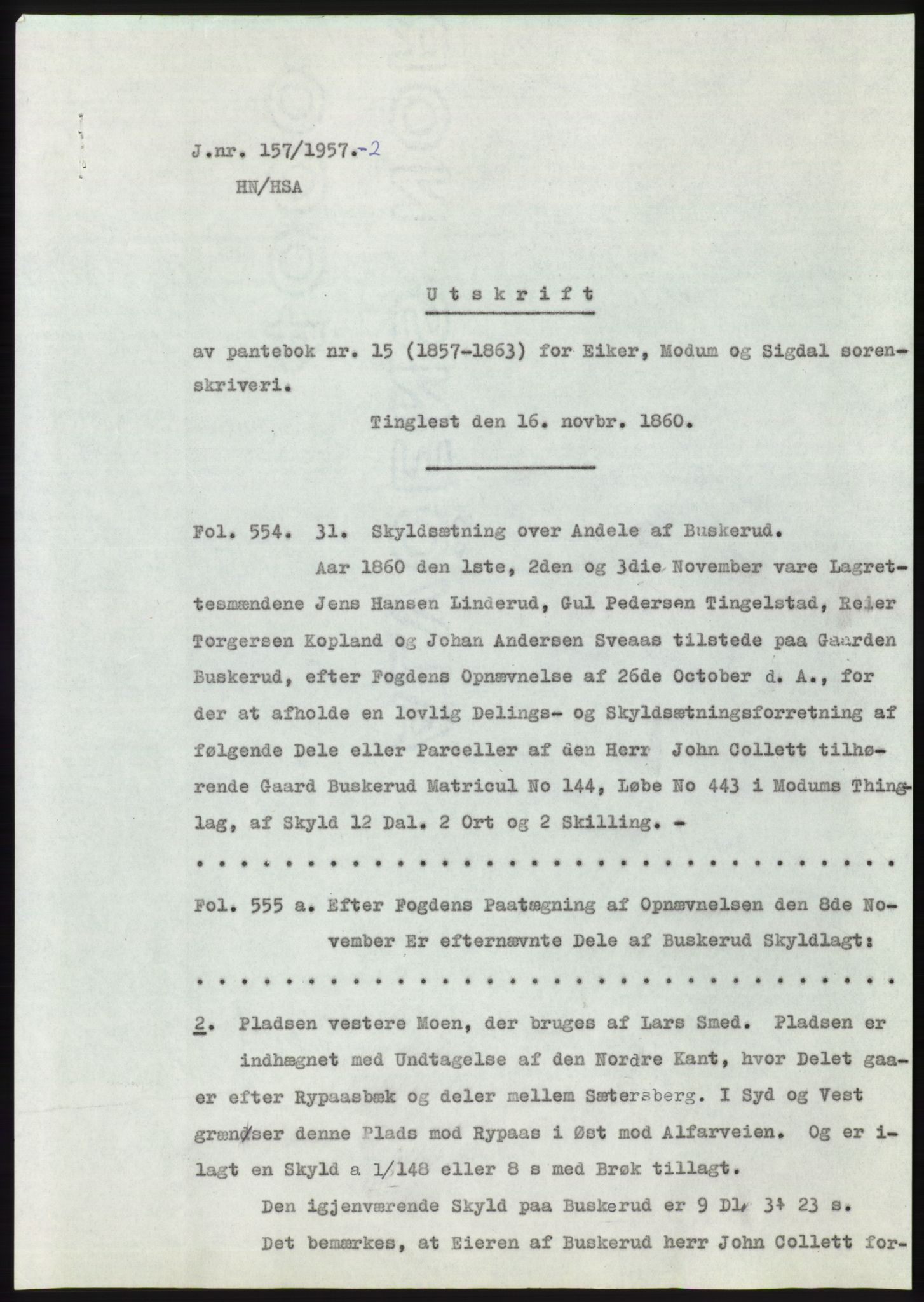 Statsarkivet i Kongsberg, SAKO/A-0001, 1956-1957, s. 207