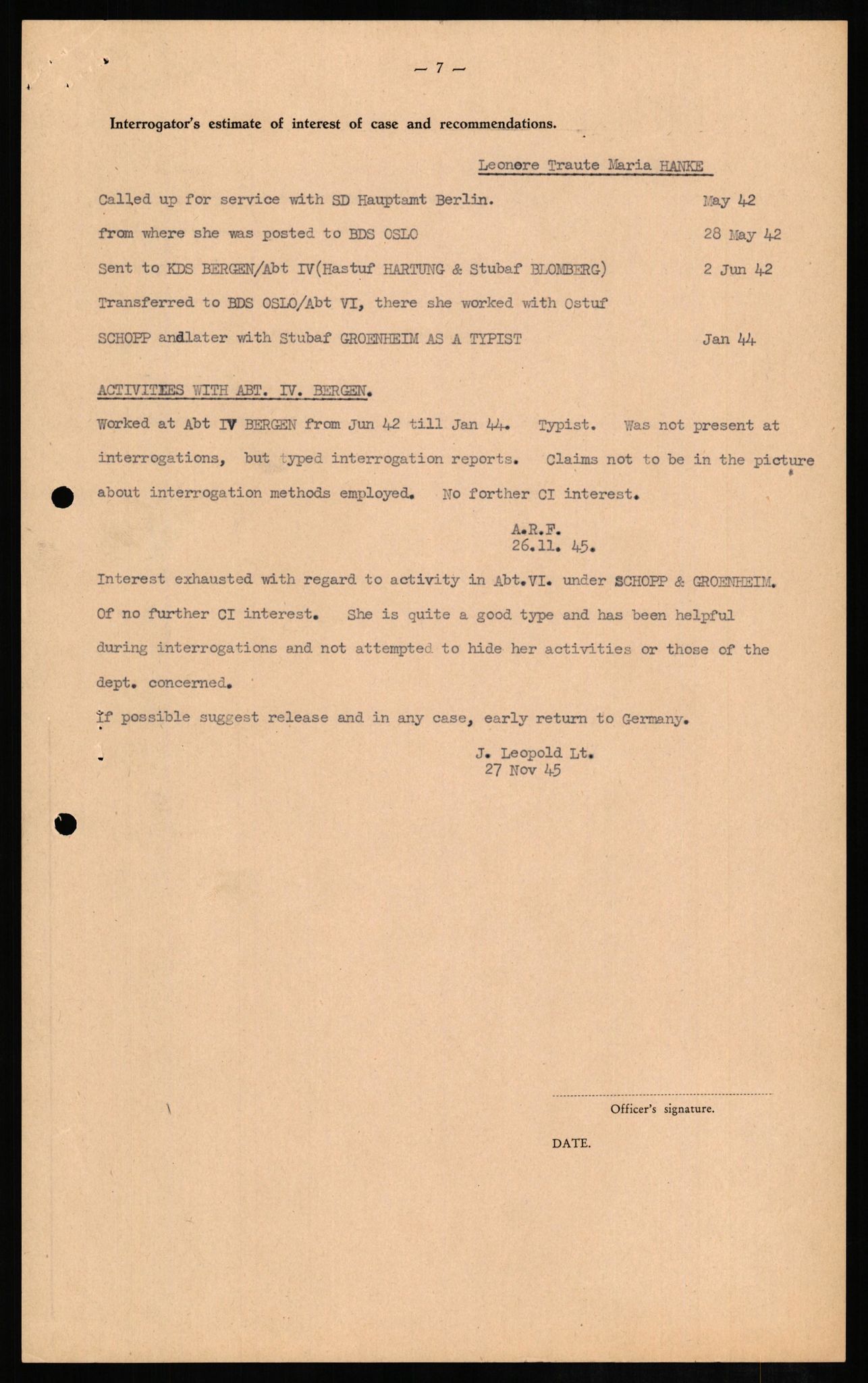 Forsvaret, Forsvarets overkommando II, AV/RA-RAFA-3915/D/Db/L0011: CI Questionaires. Tyske okkupasjonsstyrker i Norge. Tyskere., 1945-1946, s. 510
