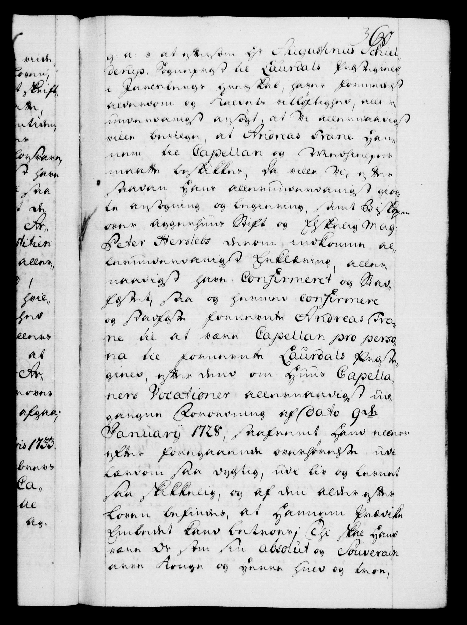 Danske Kanselli 1572-1799, AV/RA-EA-3023/F/Fc/Fca/Fcaa/L0028: Norske registre, 1733-1734, s. 360a