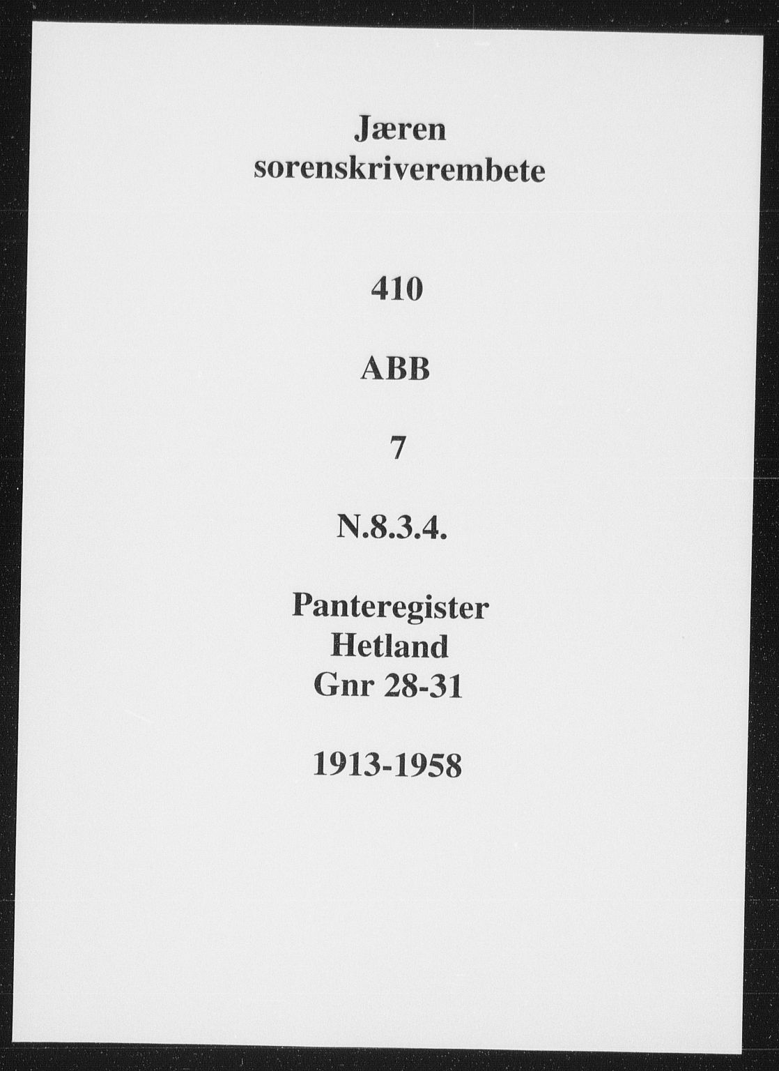 Jæren sorenskriveri, SAST/A-100310/01/4/41/41ABB/L0007: Panteregister nr. 41 ABB7, 1913